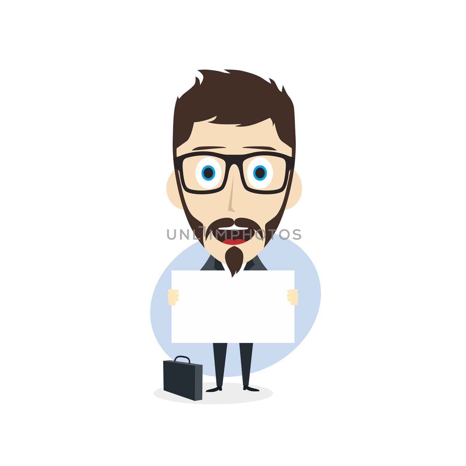 man with blank sign theme vector art illustration