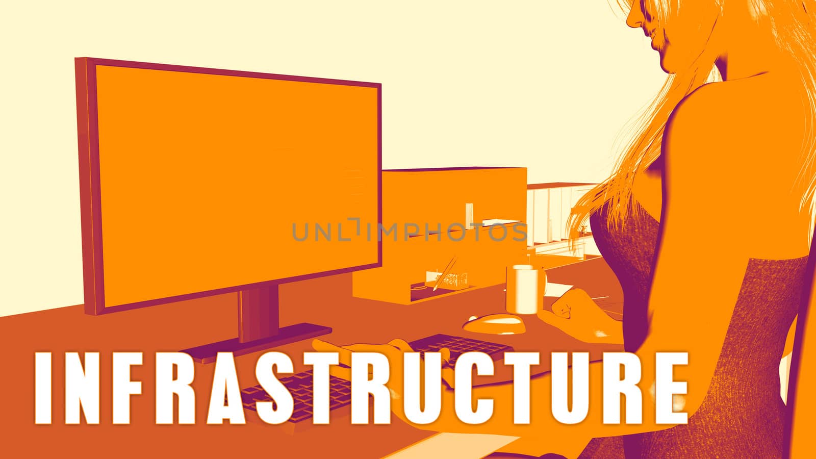  Infrastructure Concept Course with Woman Looking at Computer