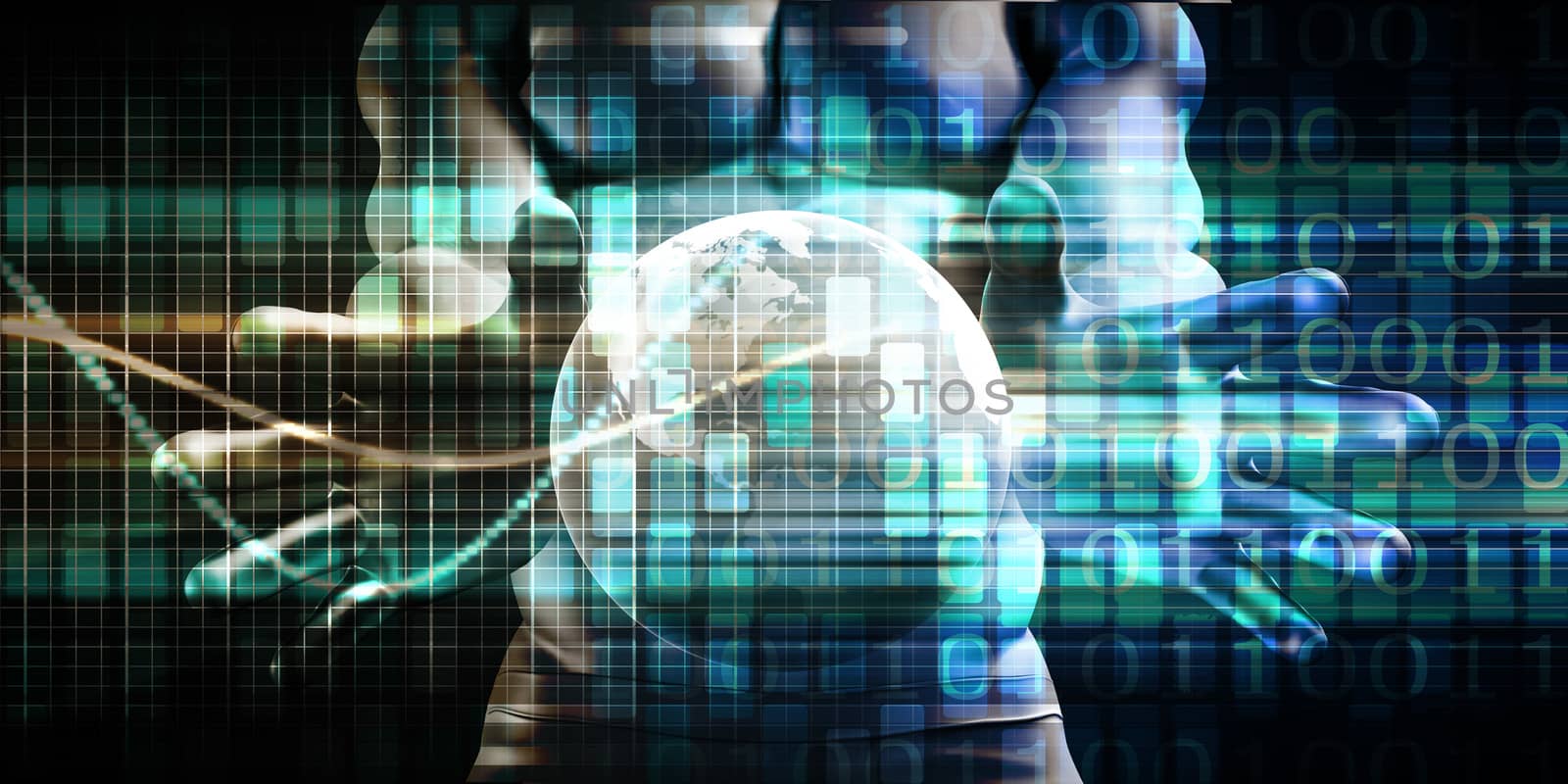 Man Holding Globe with Technology Industry as Concept 