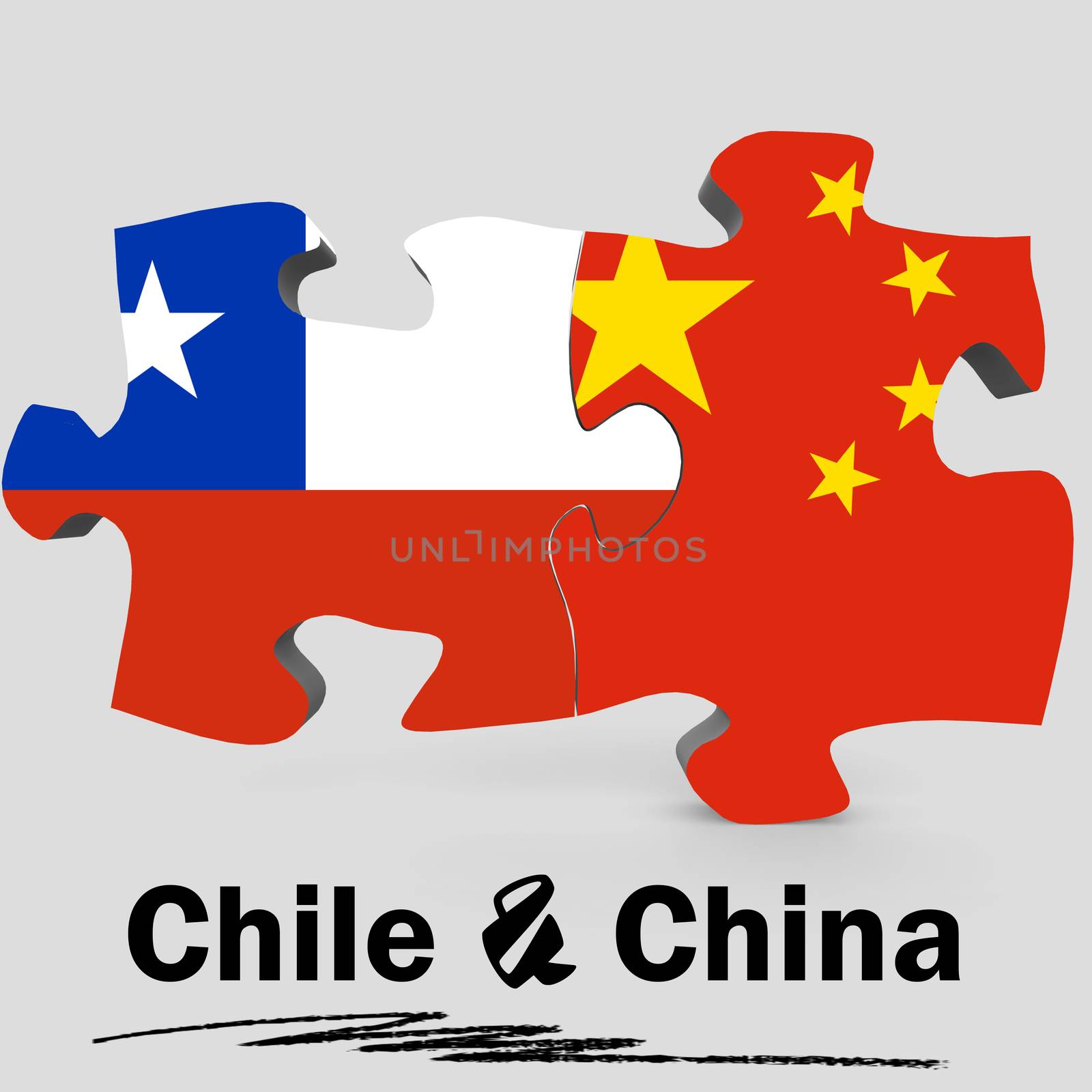China and Chile flags in puzzle by tang90246
