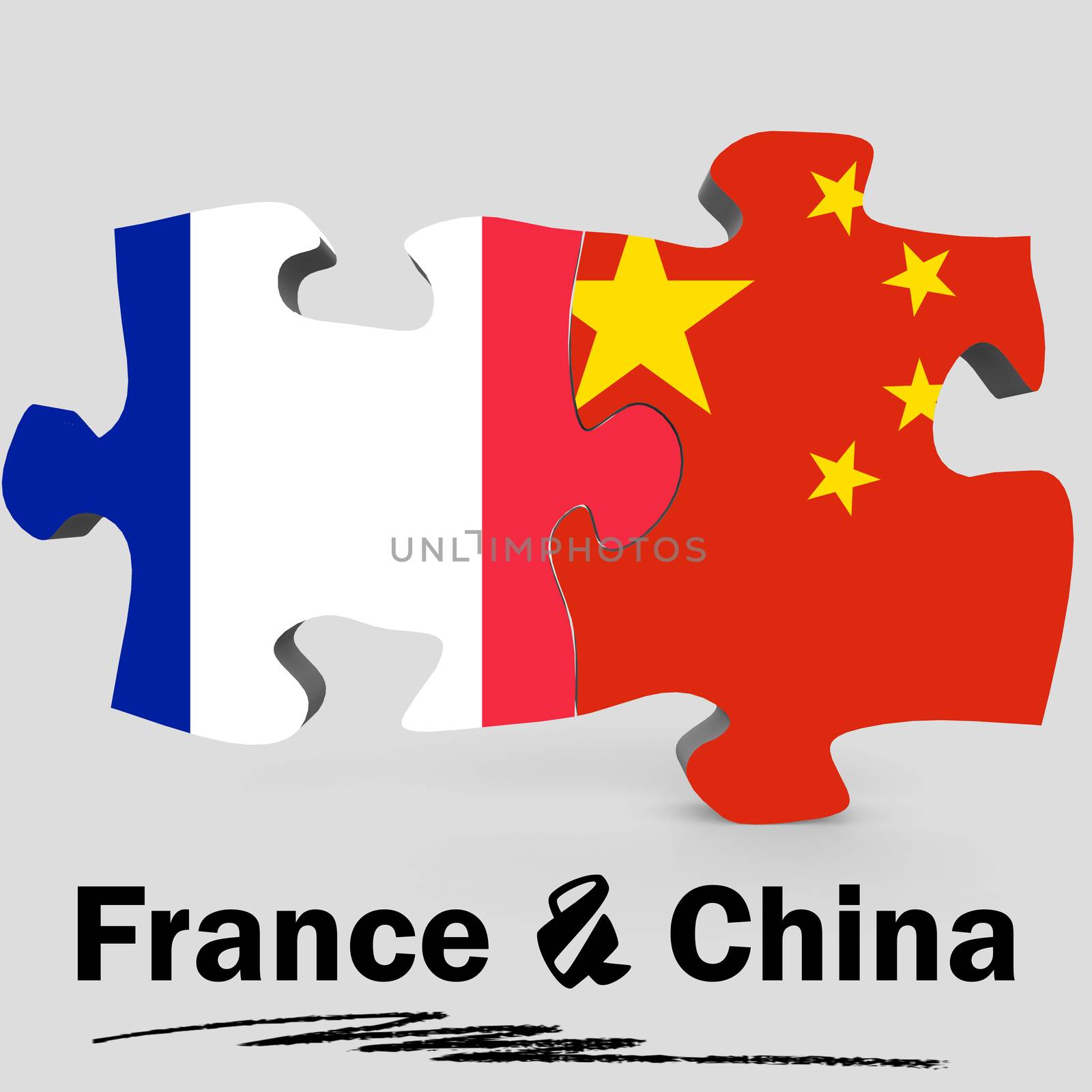 China and France flags in puzzle by tang90246