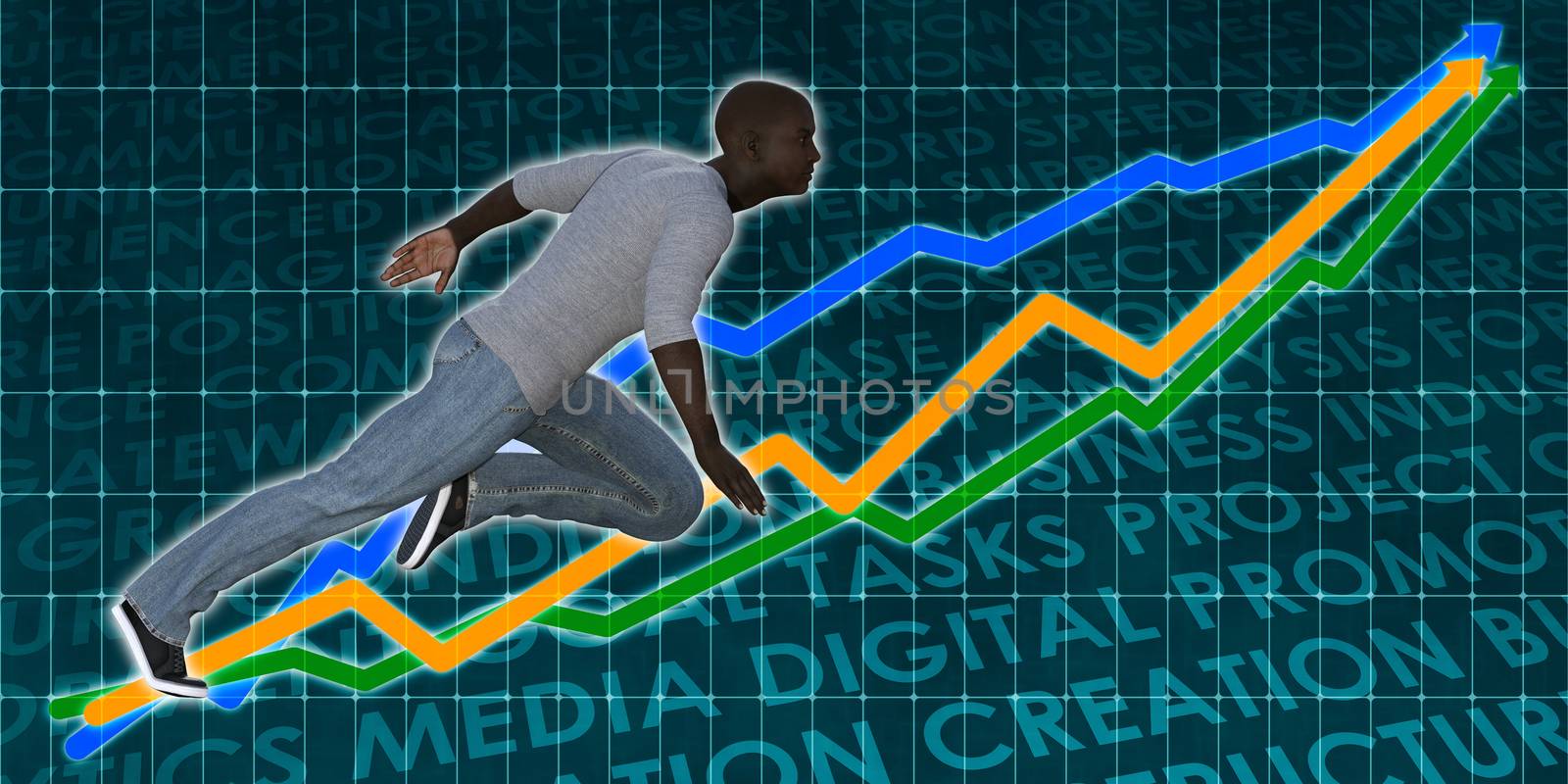 Successful Business with Black Man and Graph Background