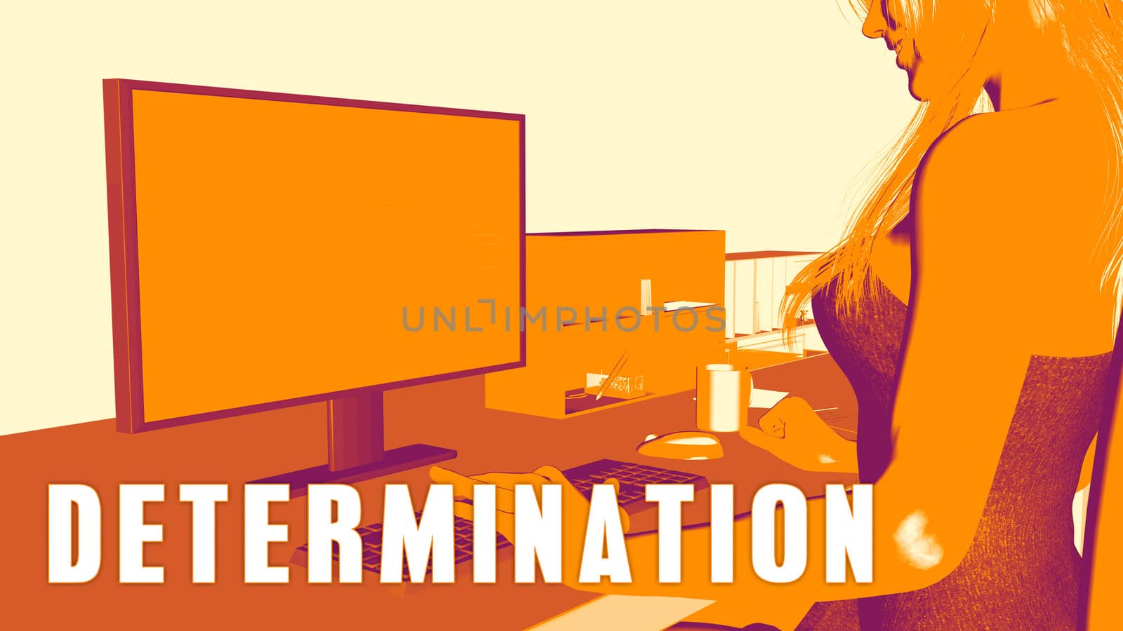  Determination Concept Course with Woman Looking at Computer