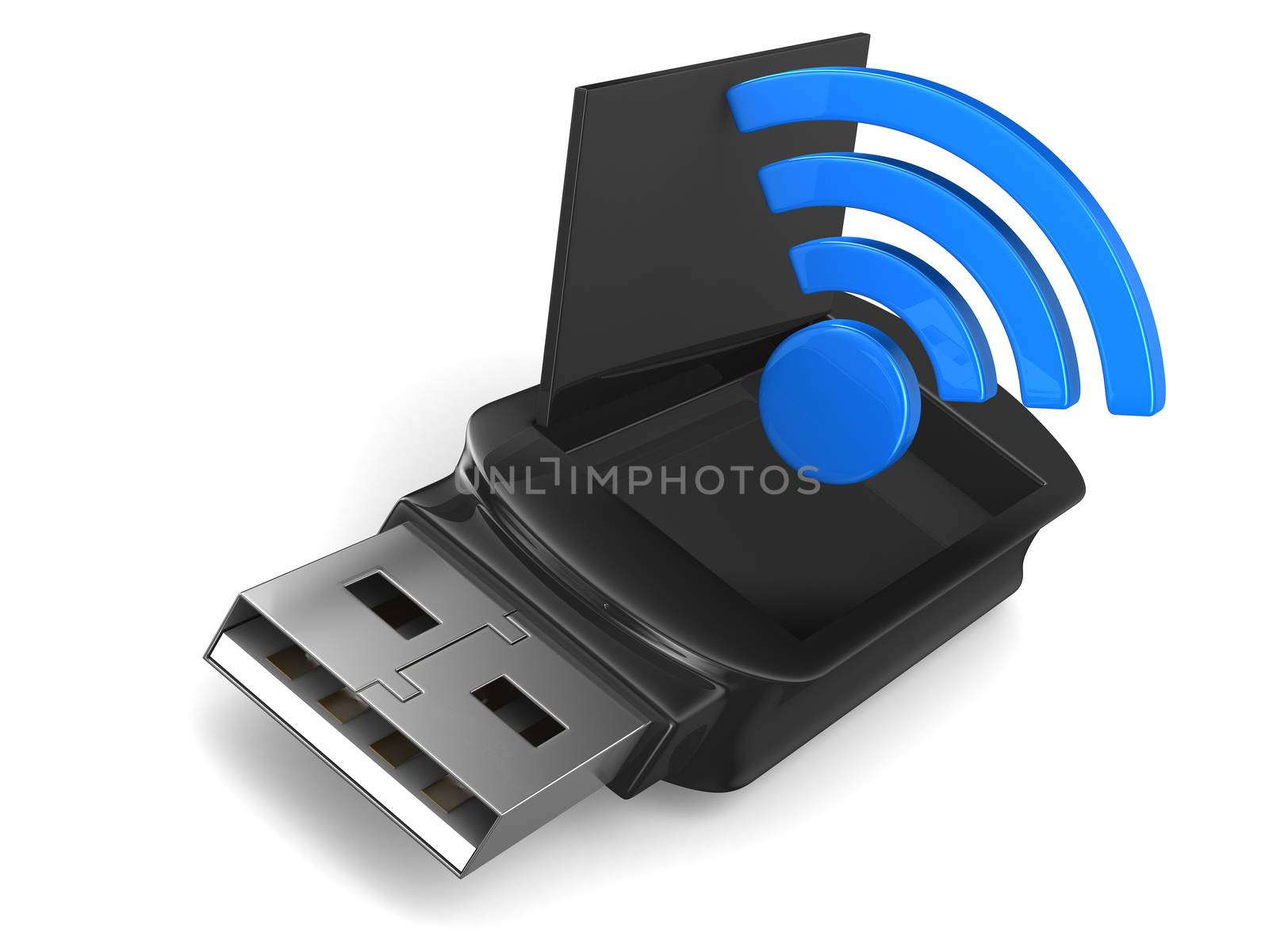 usb flash drive on white background. Isolated 3D image