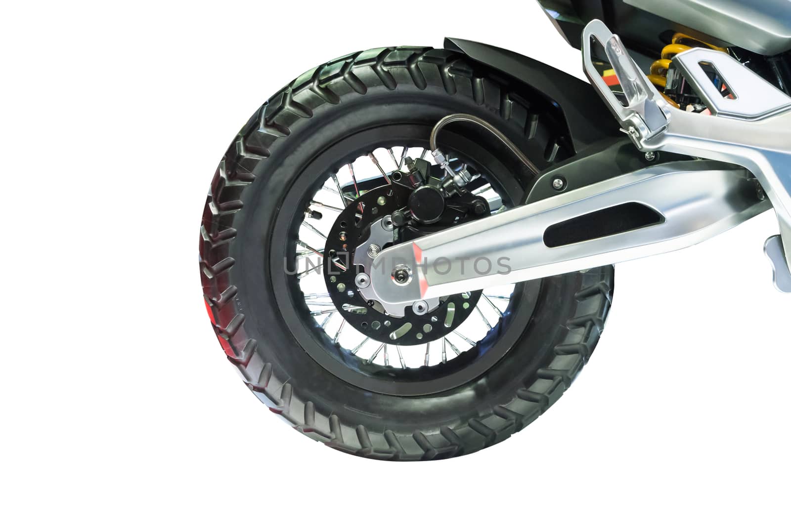 Motorcycle Motocross wheels isolated on white background.