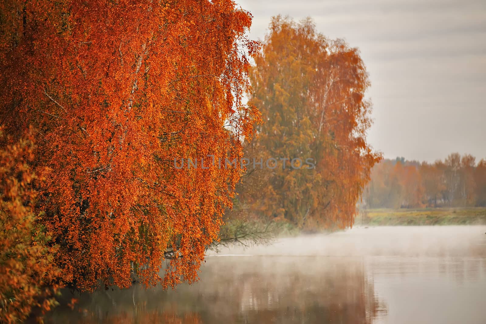 October morning on the river in Belarus