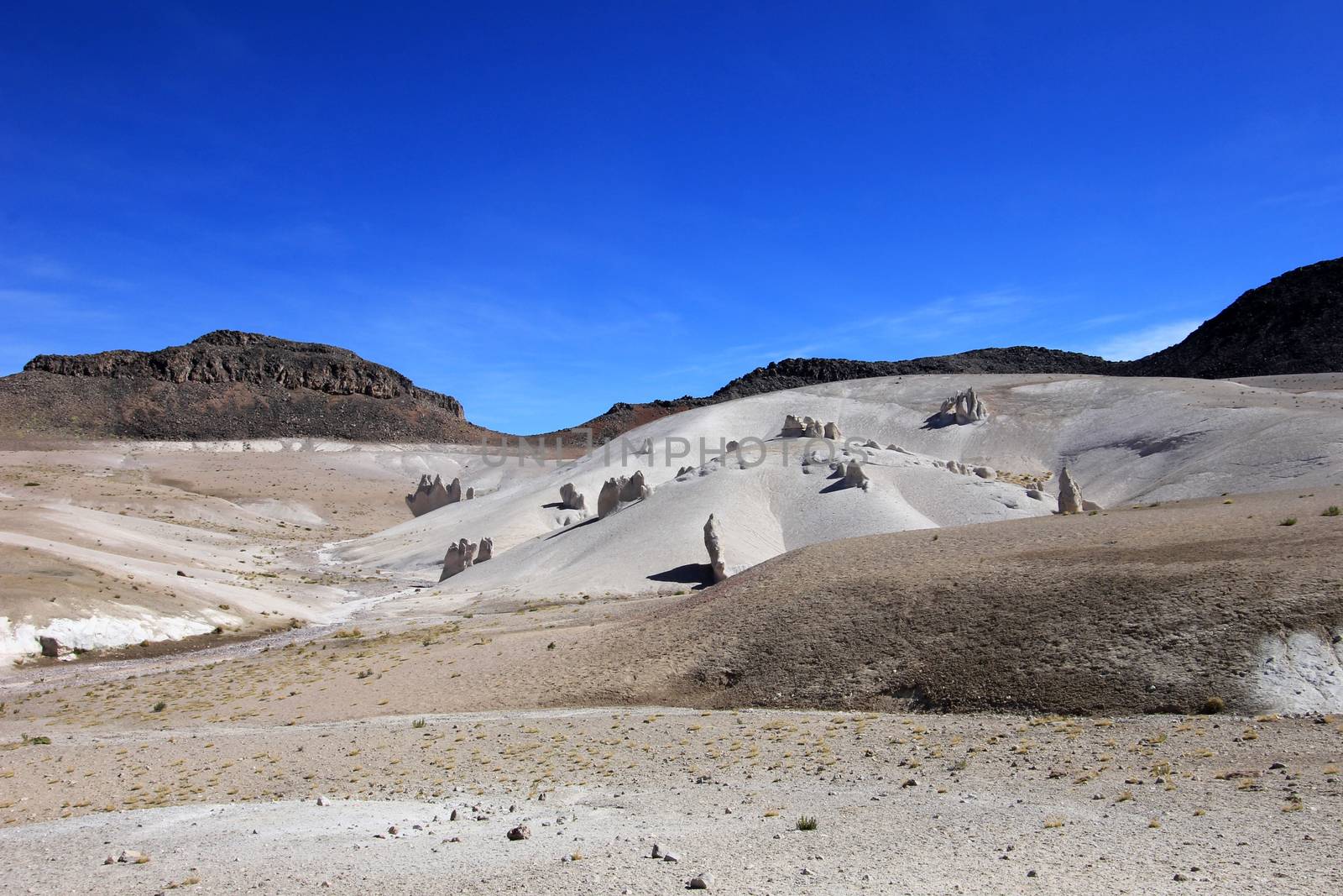 Bizarre rock formations in moon valley of the andean mountains Peru