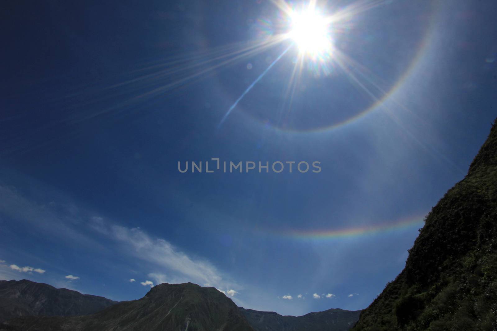 Double sun halo in the cotahuasi canyon, andean mountains of Peru