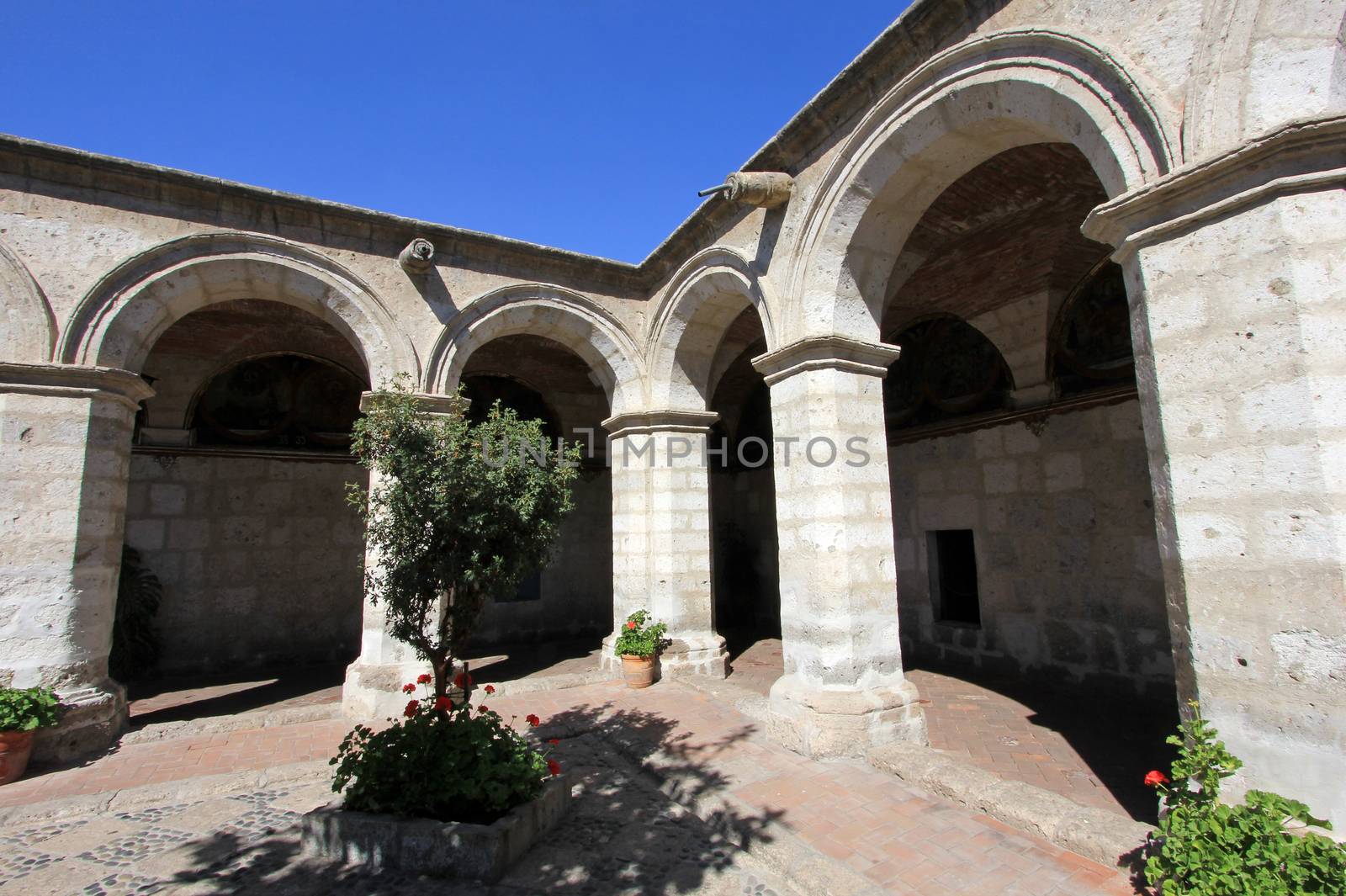 The famous monastery of Saint Catherine, Santa Catalina, in Arequipa, Peru. It belongs to the Dominican Second Order. It's built predominantly in the Mudejar style in 1579.