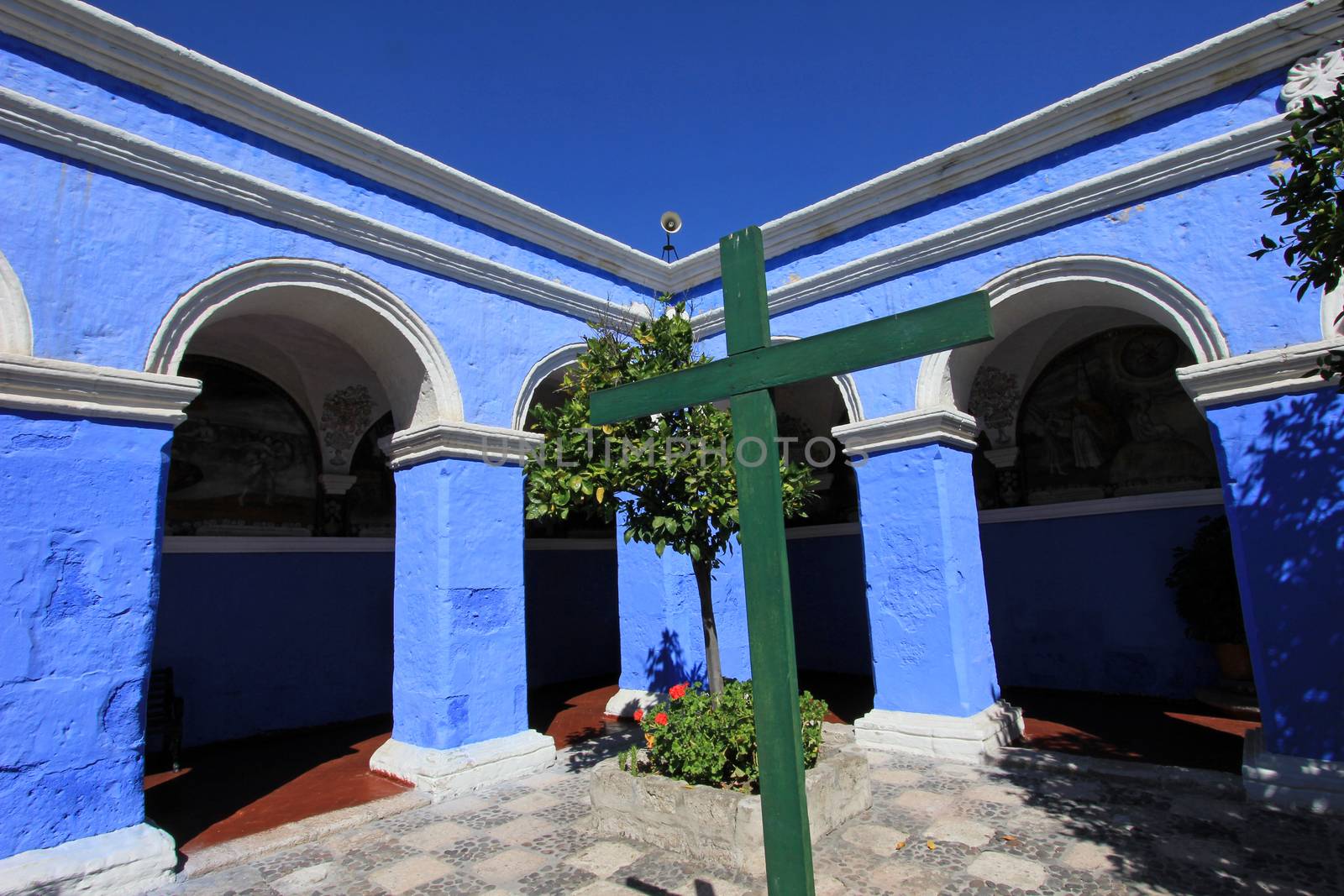 The famous monastery of Saint Catherine, Santa Catalina, in Arequipa, Peru. It belongs to the Dominican Second Order. It's built predominantly in the Mudejar style in 1579.