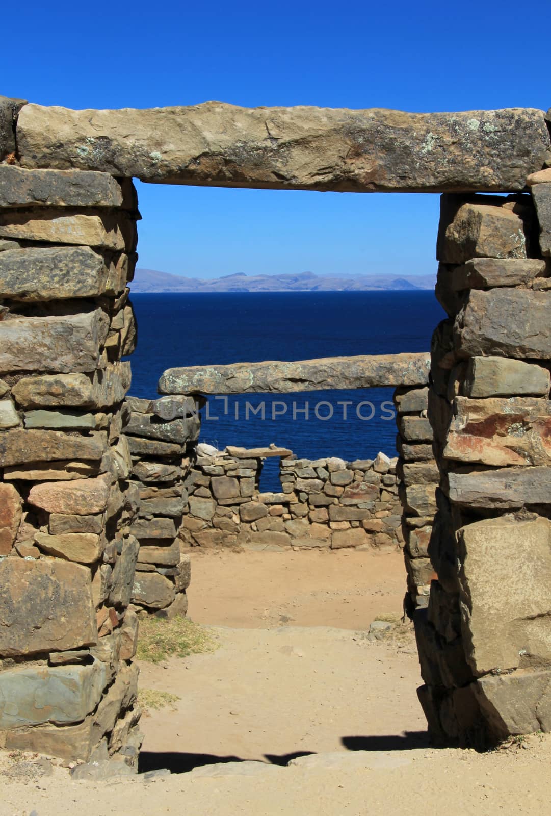 Chincana ruins at Isla del Sol, Island of the Sun, Titicaca lake, Bolivia