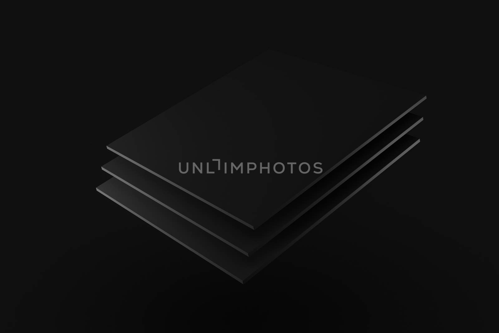 black stack box cloth fabric levitation on black background 3d rendering