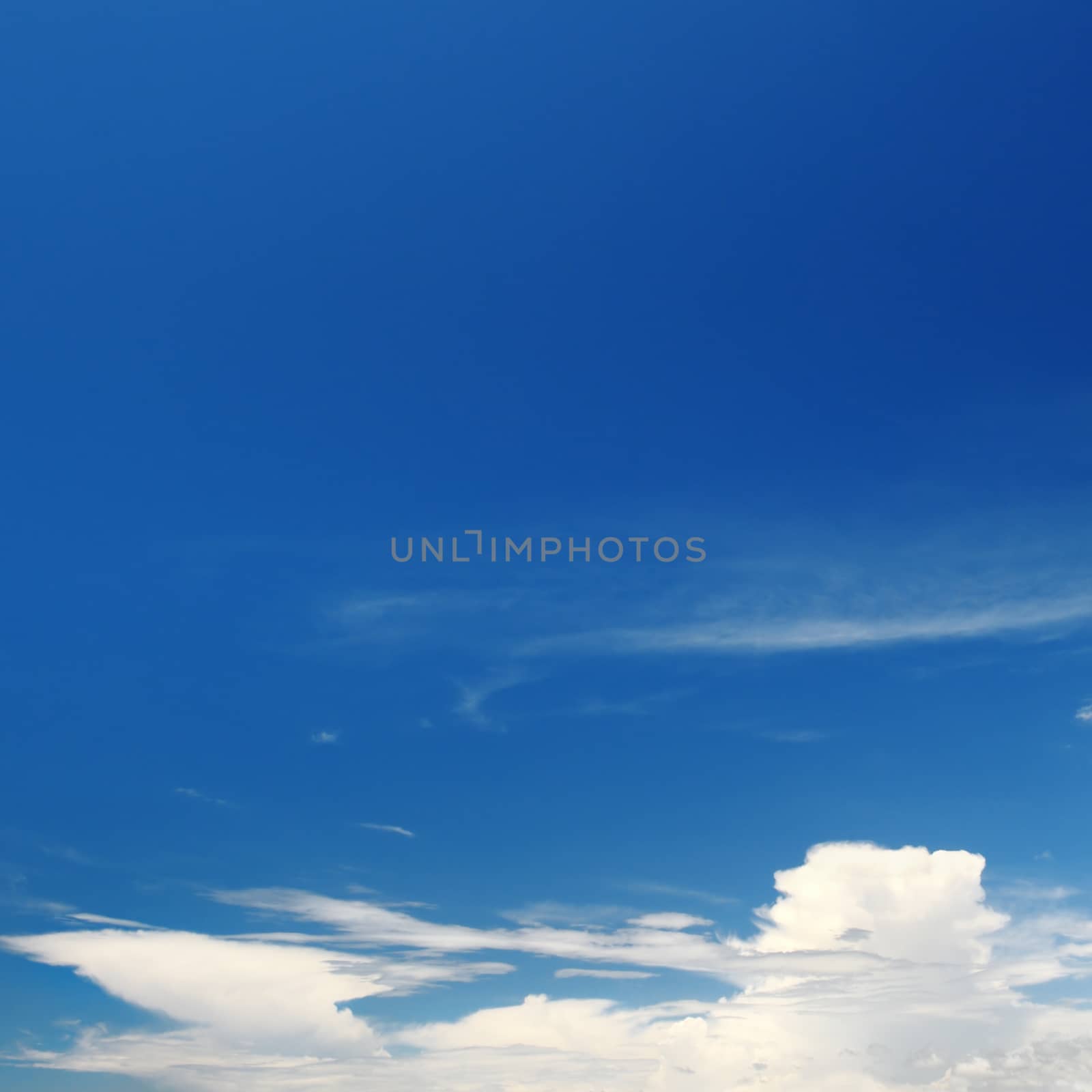 fluffy clouds in the blue sky                                    