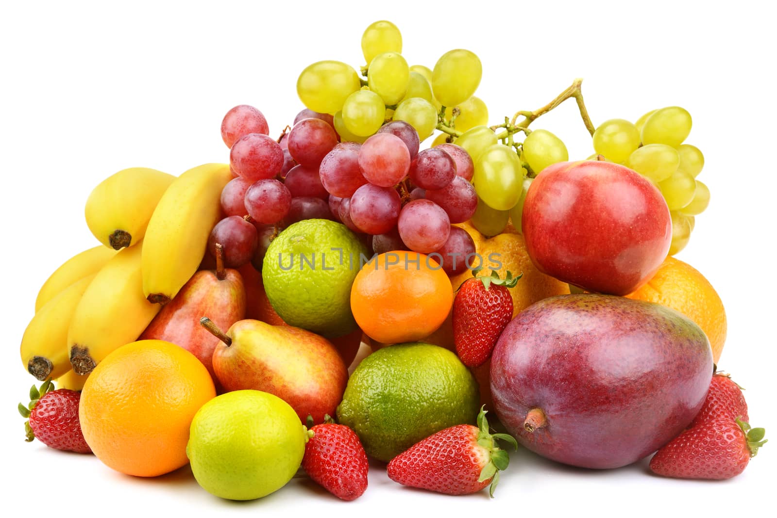 set of fruits isolated on white background