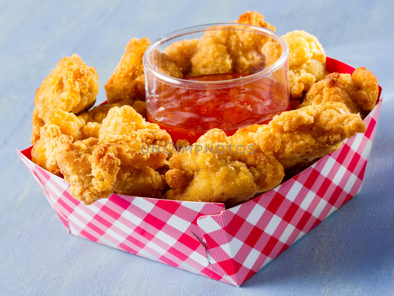 close up of rustic popcorn fried chicken nugget