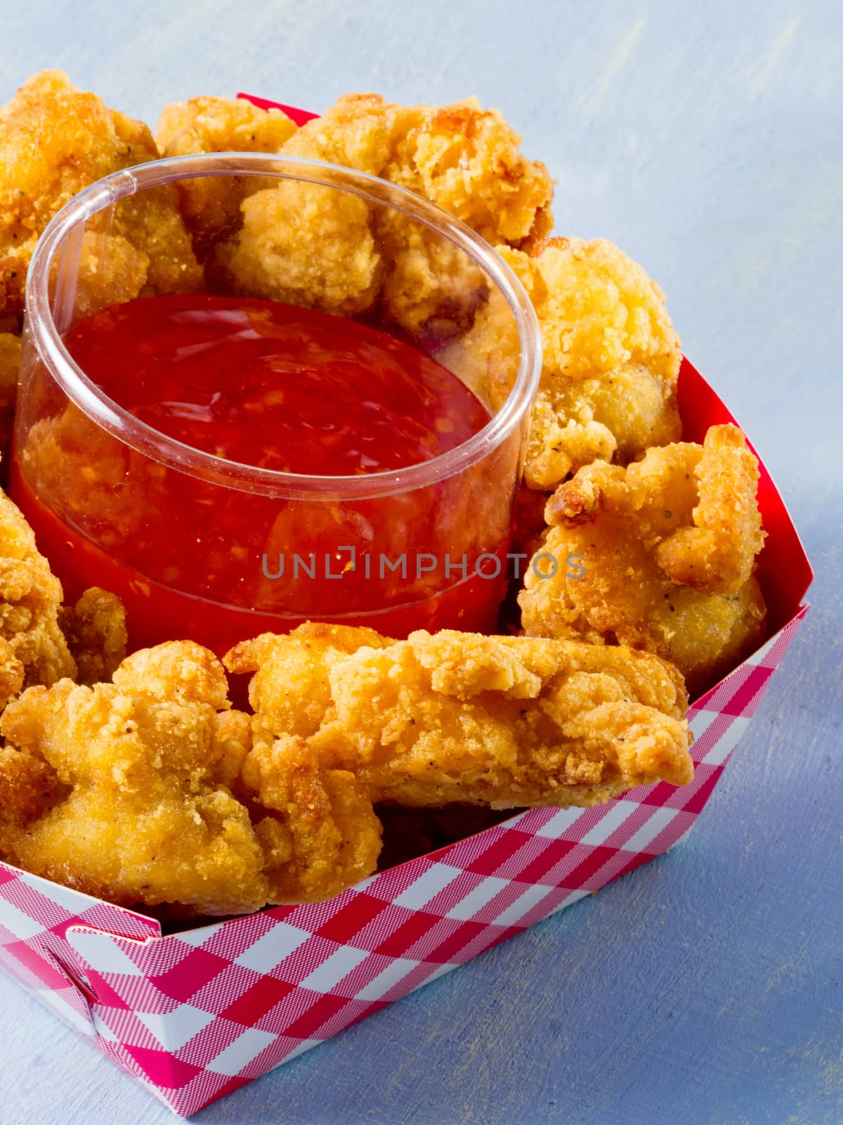 close up of rustic popcorn fried chicken nugget