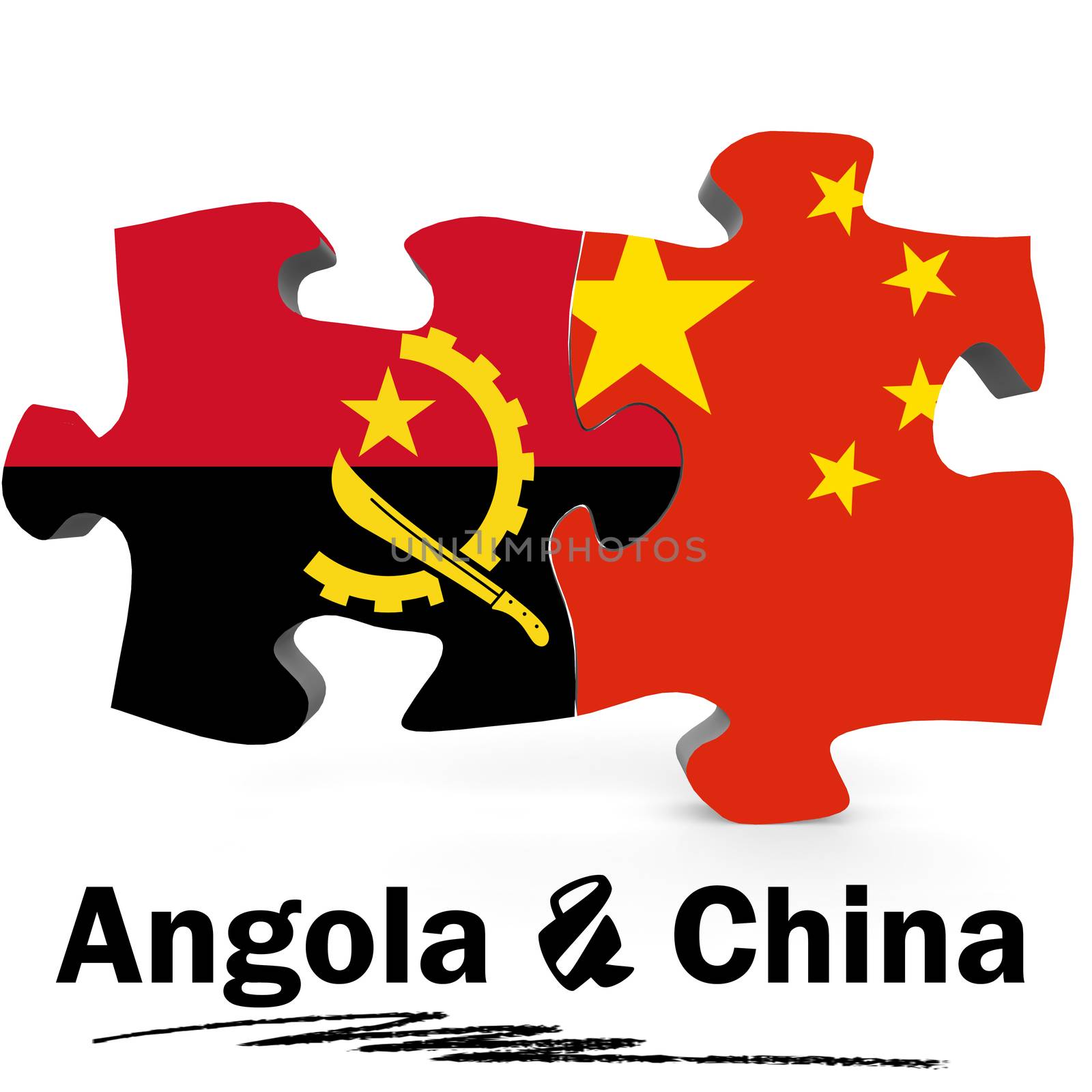 China and Angola flags in puzzle by tang90246