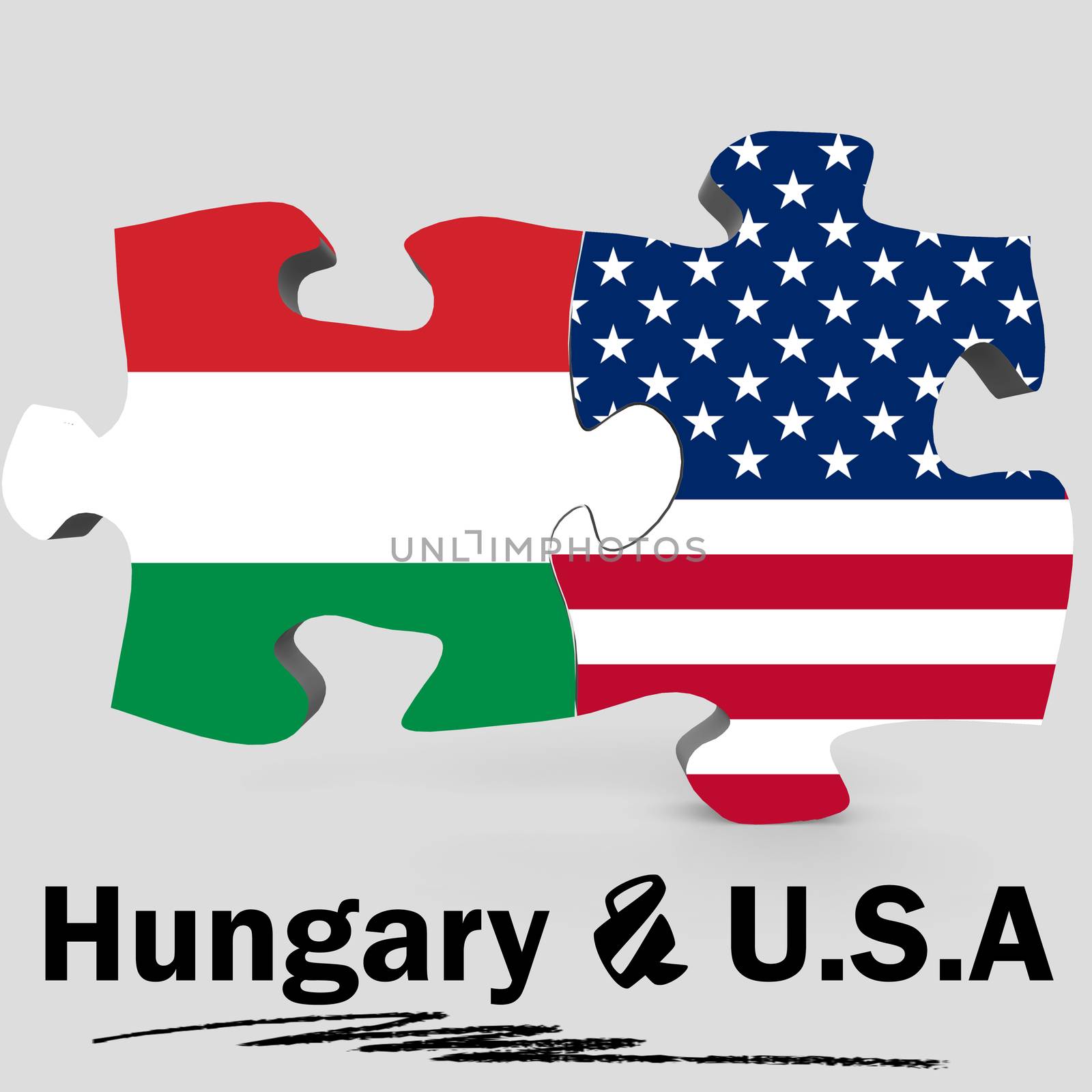 USA and Hungary flags in puzzle by tang90246