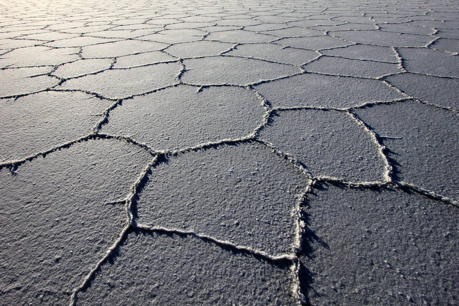 Structure on Salar de Uyuni, salt lake, is largest salt flat in the world, altiplano, Bolivia, South America