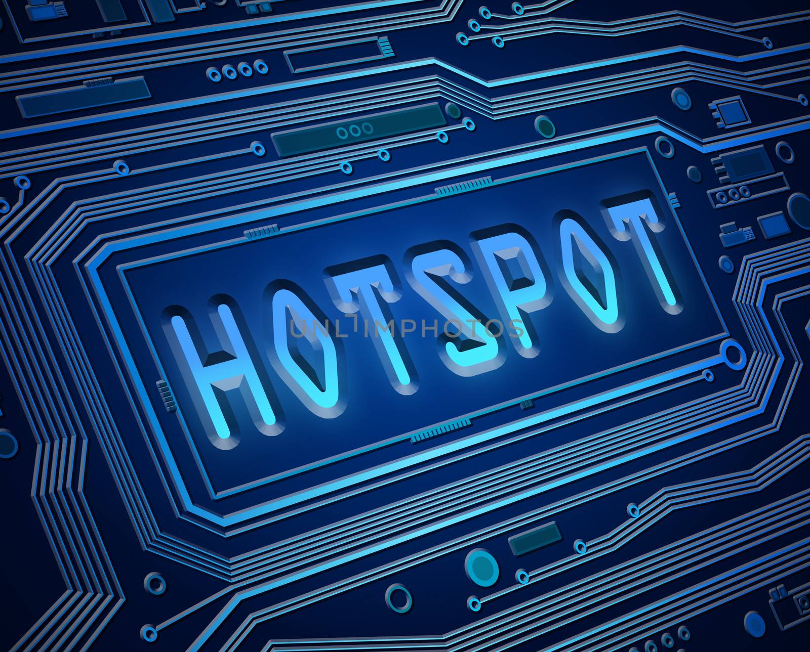 Abstract style illustration depicting printed circuit board components with a hotspot concept.