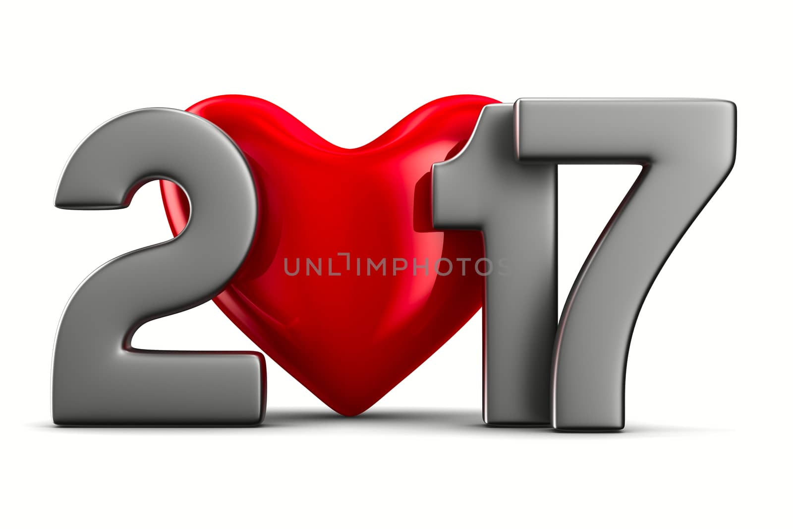 2017 new year. Isolated 3D image