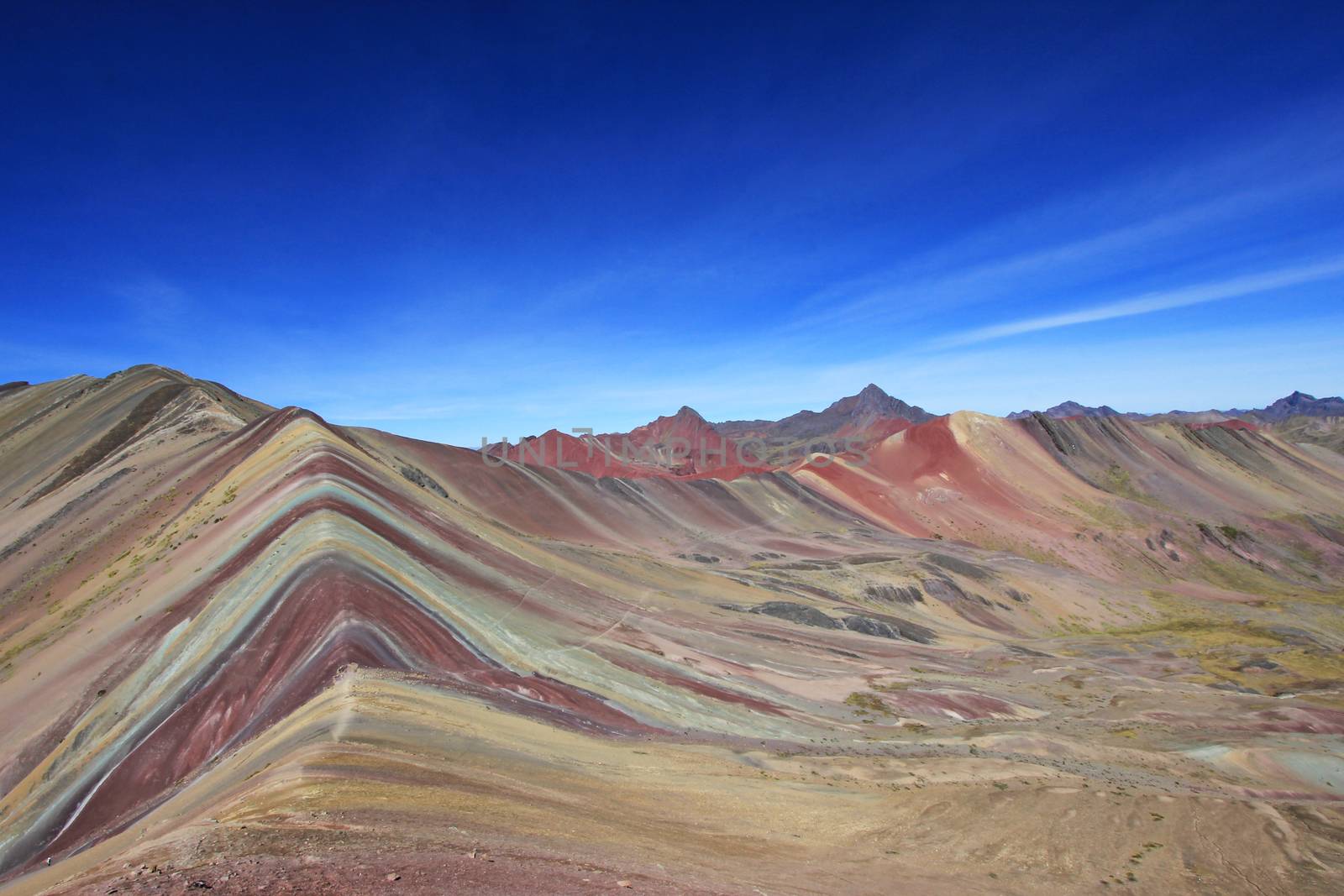 The beautiful coloured Rainbow Mountain in southern Peru near Cusco