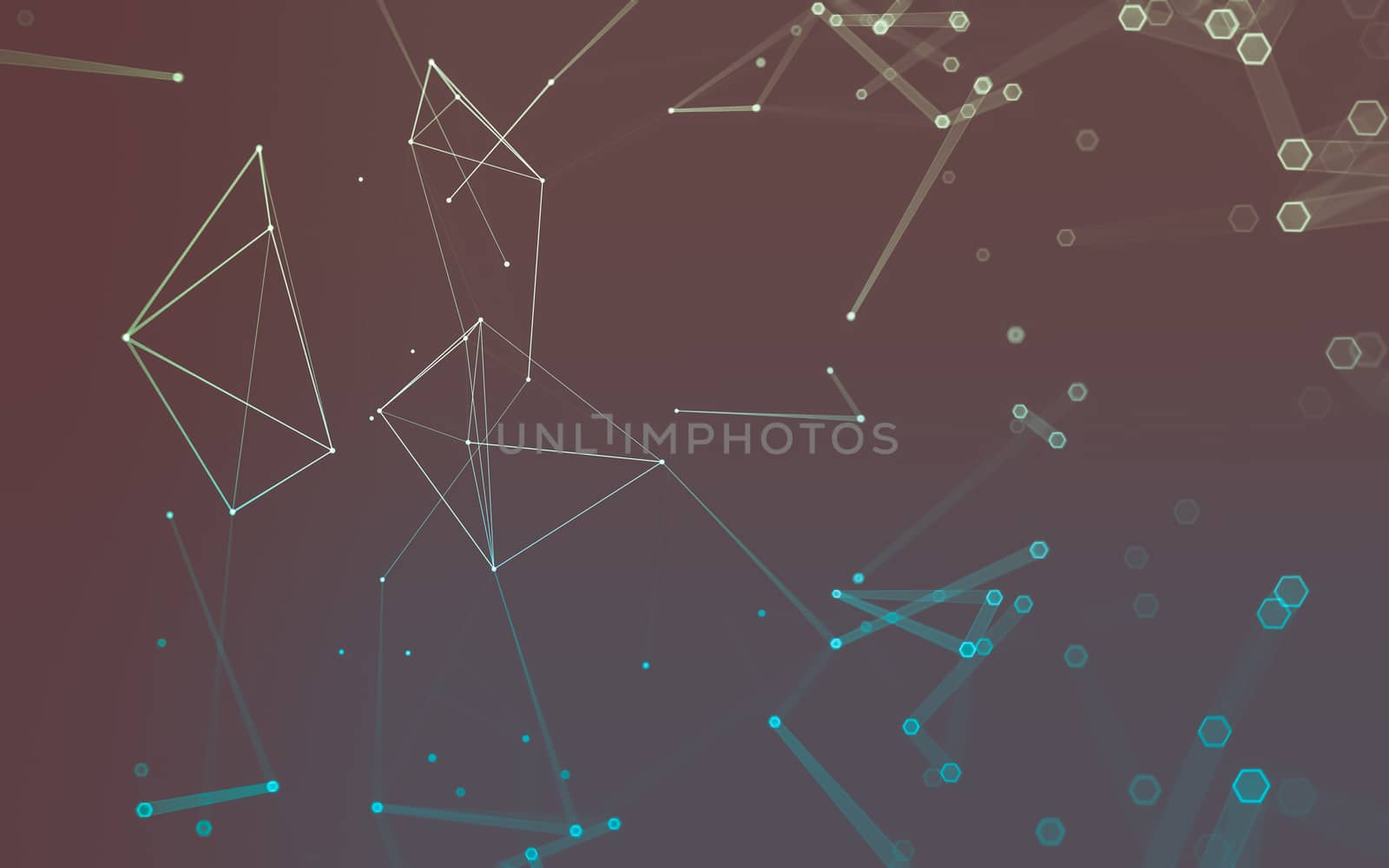 Abstract polygonal space low poly dark background with connecting dots and lines. Connection structure. 3d rendering