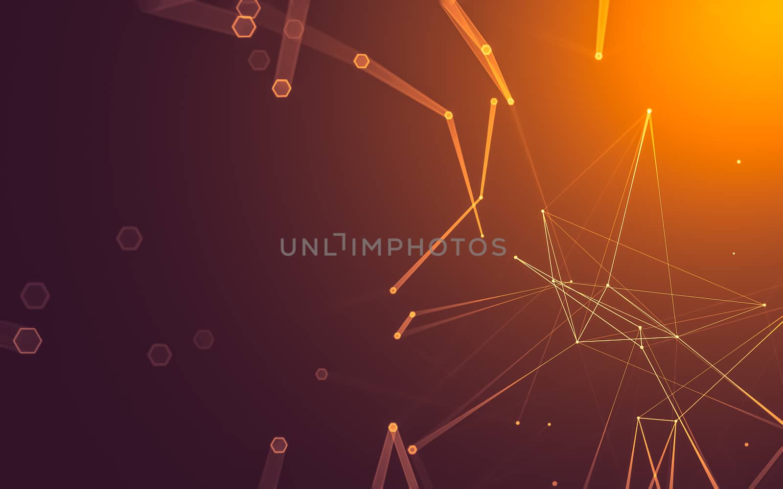 Abstract polygonal space low poly dark background, 3d rendering by teerawit