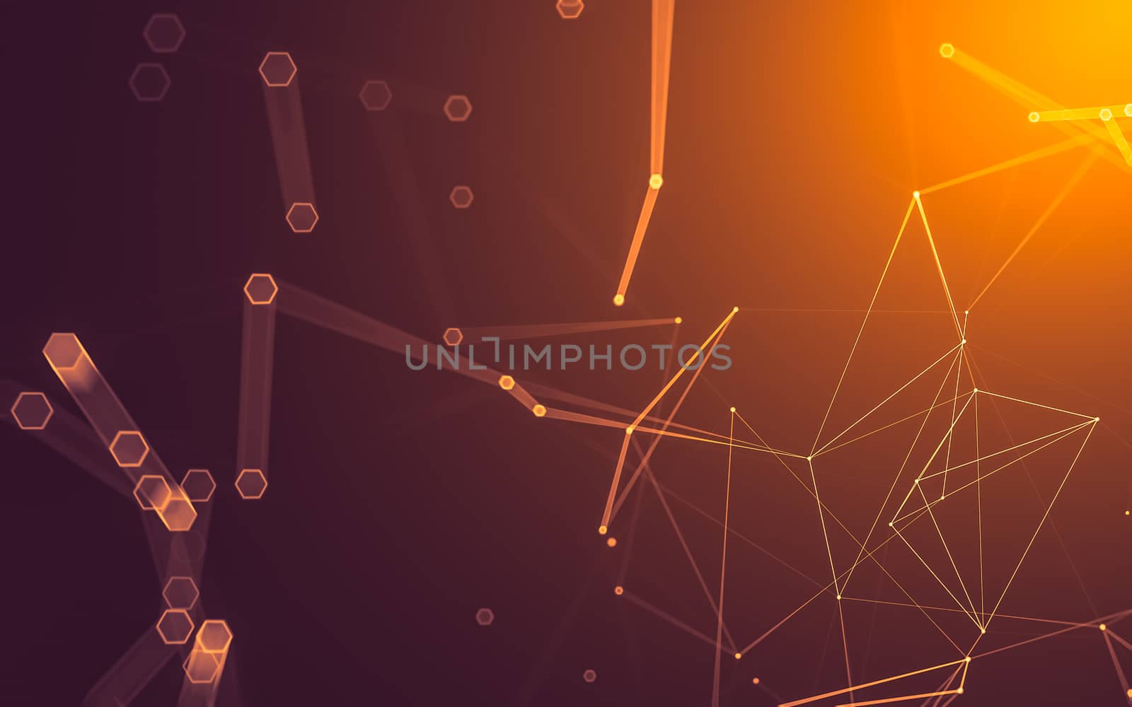 Abstract polygonal space low poly dark background with connecting dots and lines. Connection structure. 3d rendering