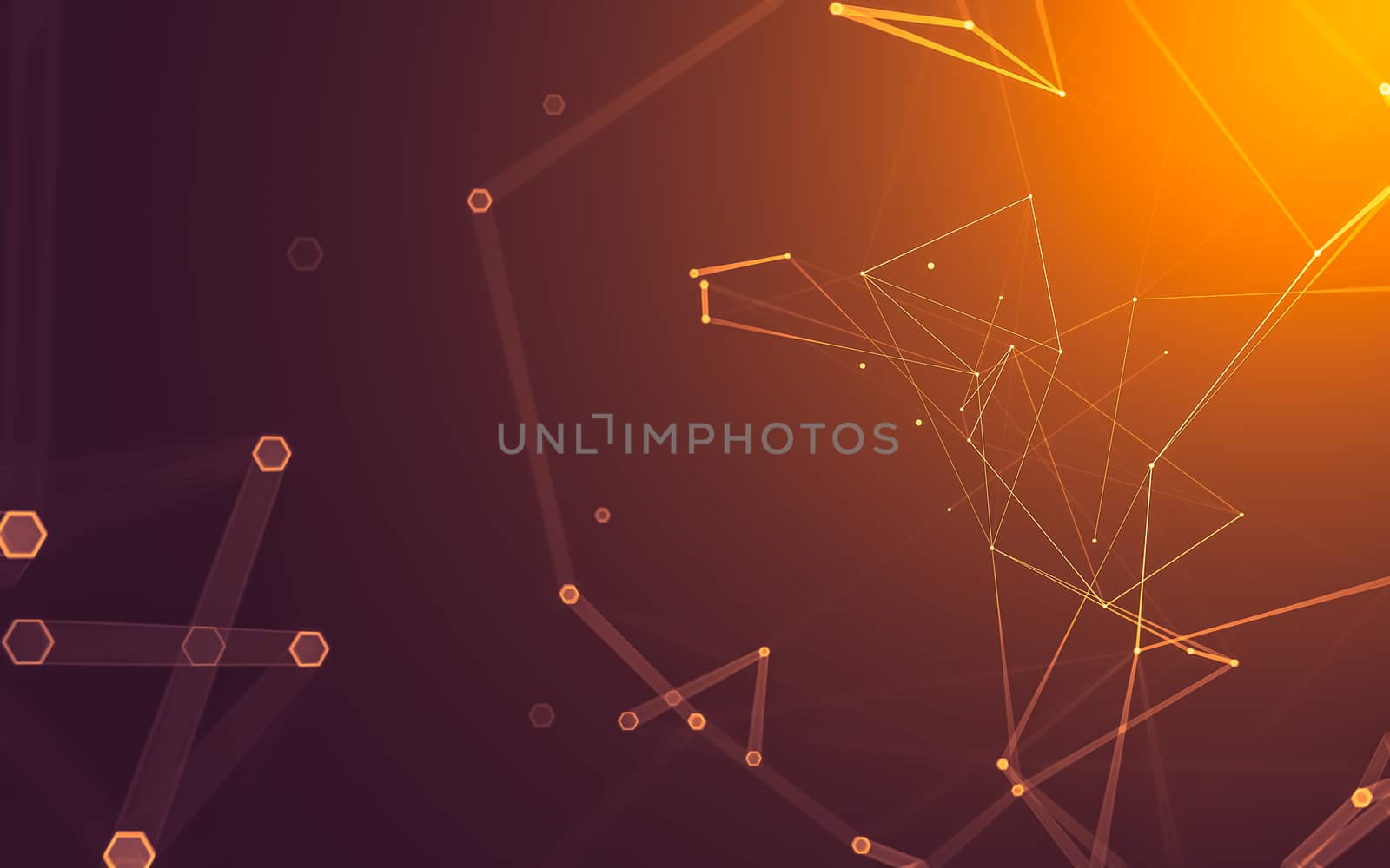 Abstract polygonal space low poly dark background with connecting dots and lines. Connection structure. 3d rendering