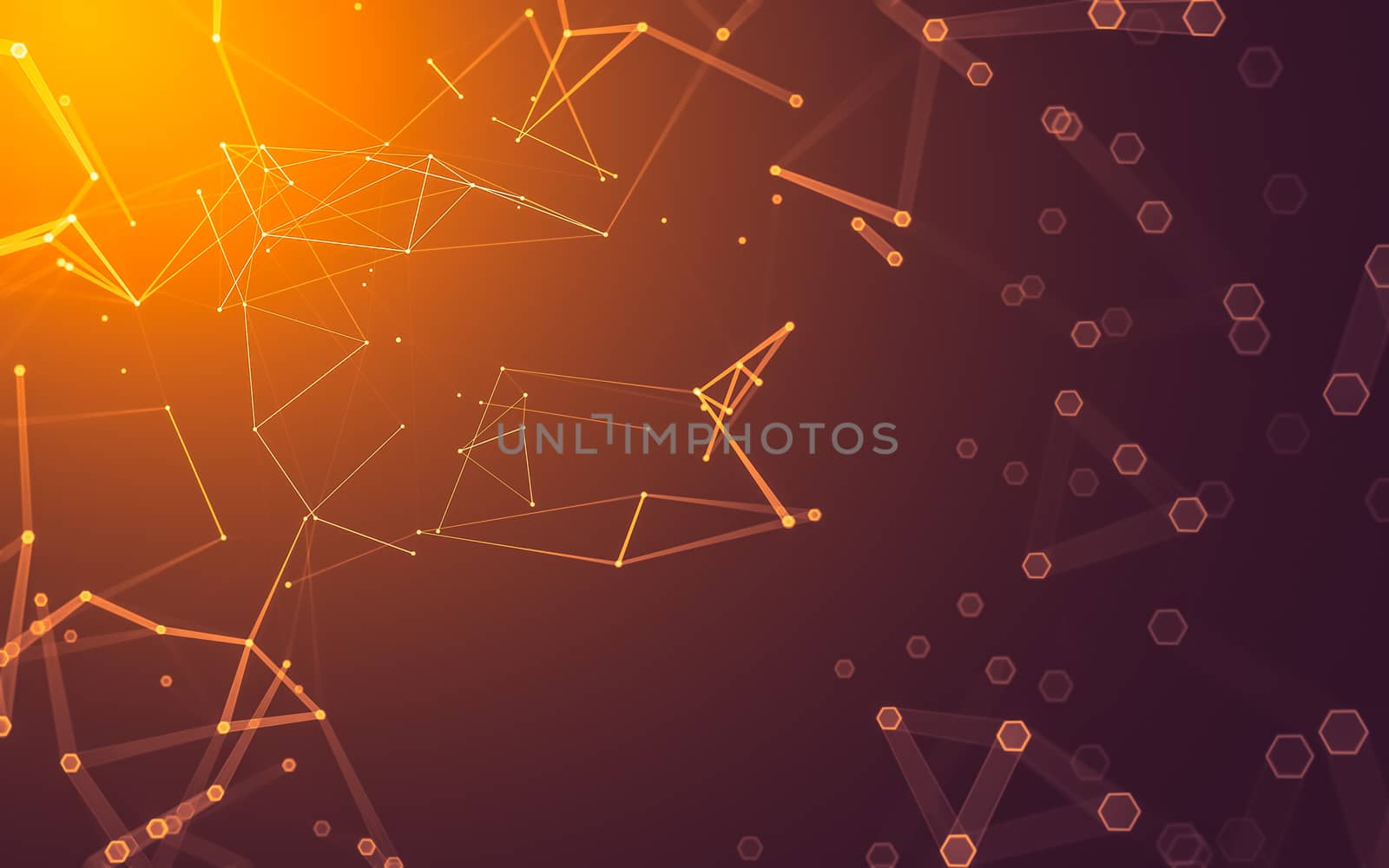 Abstract polygonal space low poly dark background with connecting dots and lines. Connection structure. 3d rendering