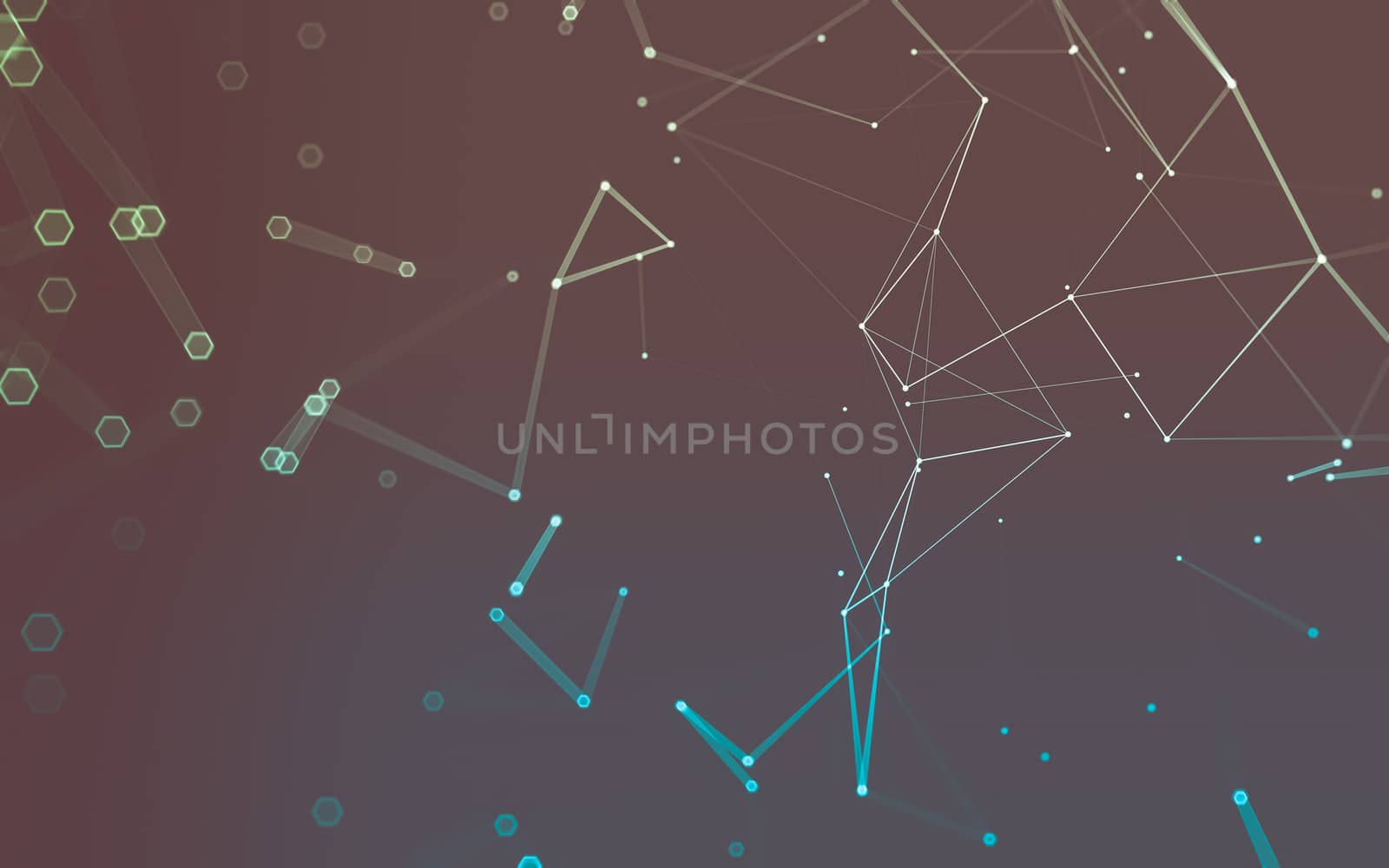 Abstract polygonal space low poly dark background with connecting dots and lines. Connection structure. 3d rendering