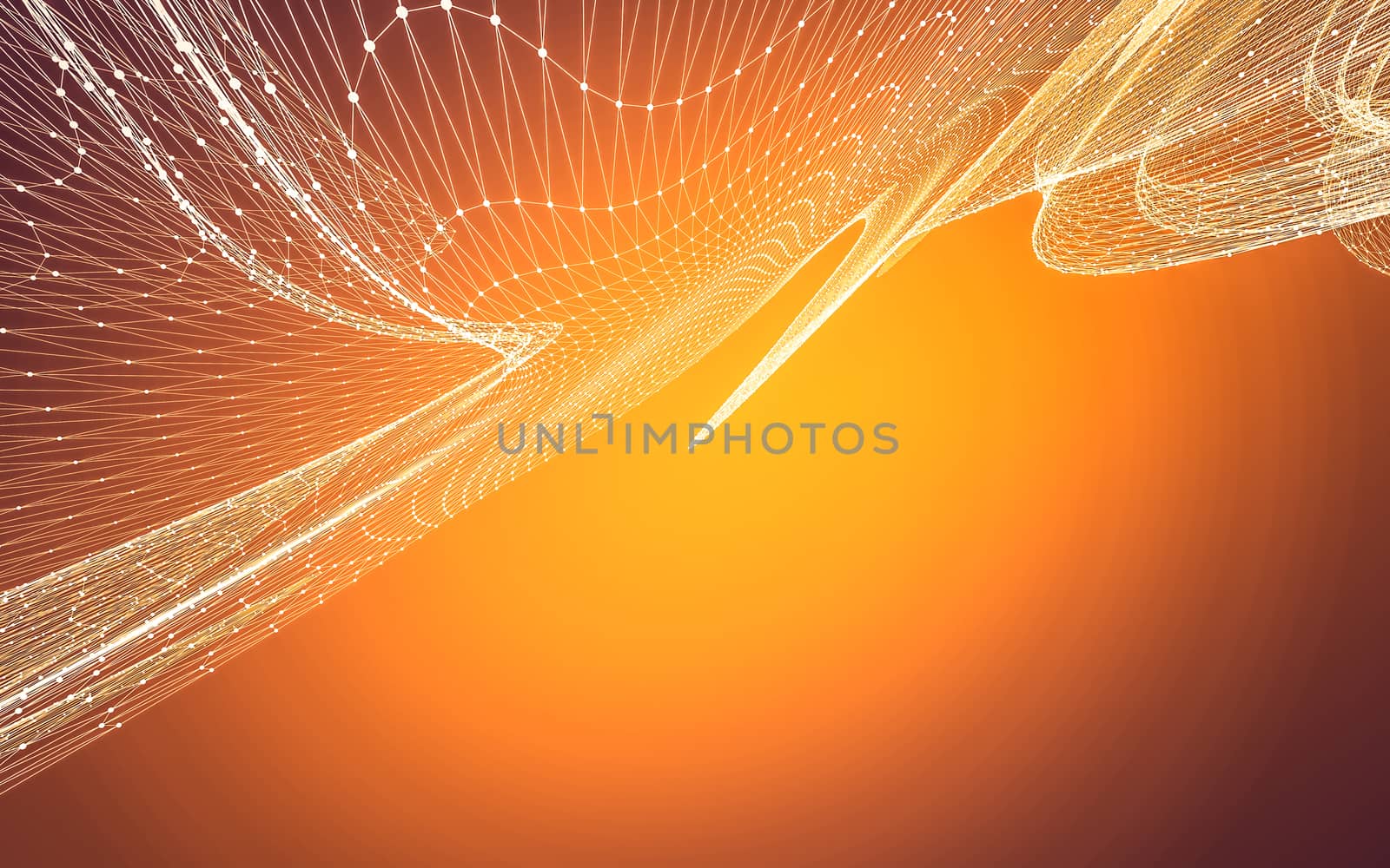 Abstract polygonal space low poly dark background with connecting dots and lines. Connection structure. 3d rendering