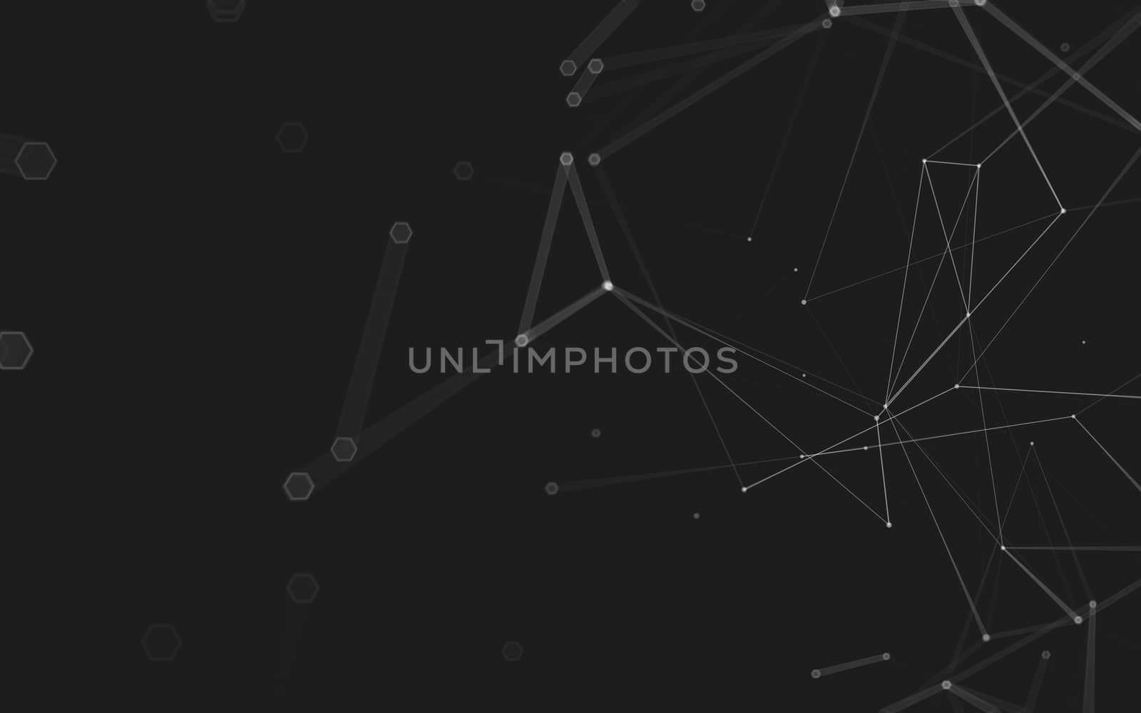 Abstract polygonal space low poly dark background with connecting dots and lines. Connection structure. 3d rendering