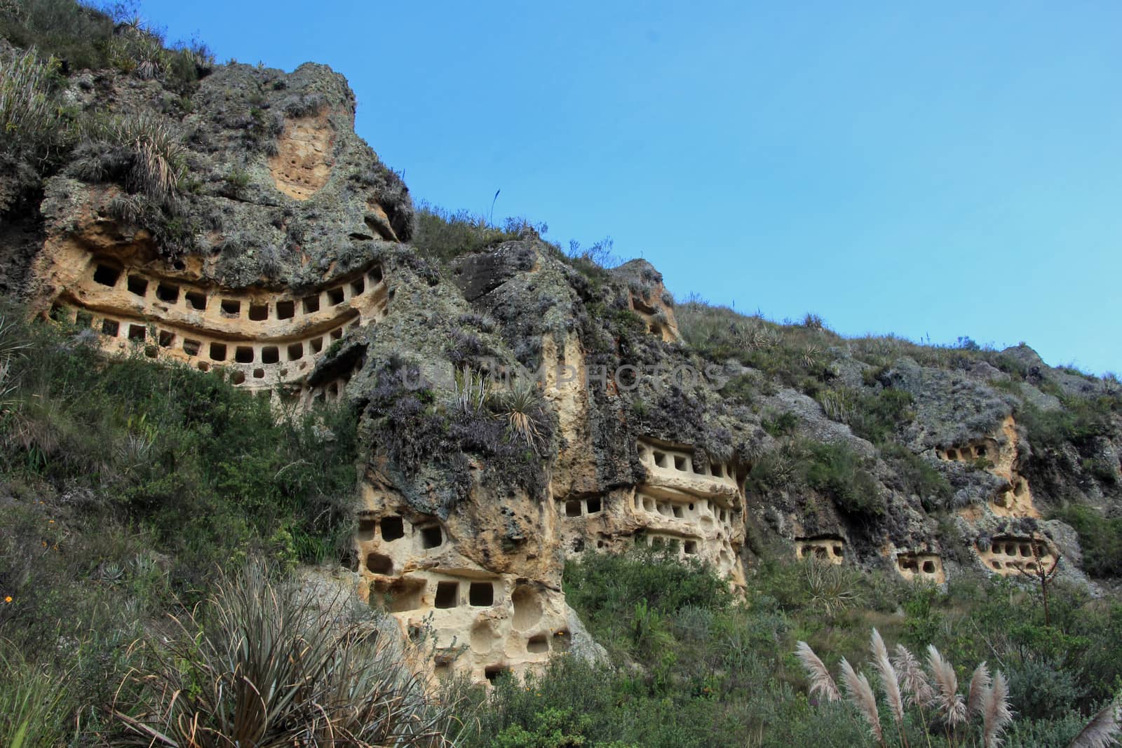 The Ventanillas de Combaya are an old pre inca cemetry in the mountains of northern Peru near Cajamarca.