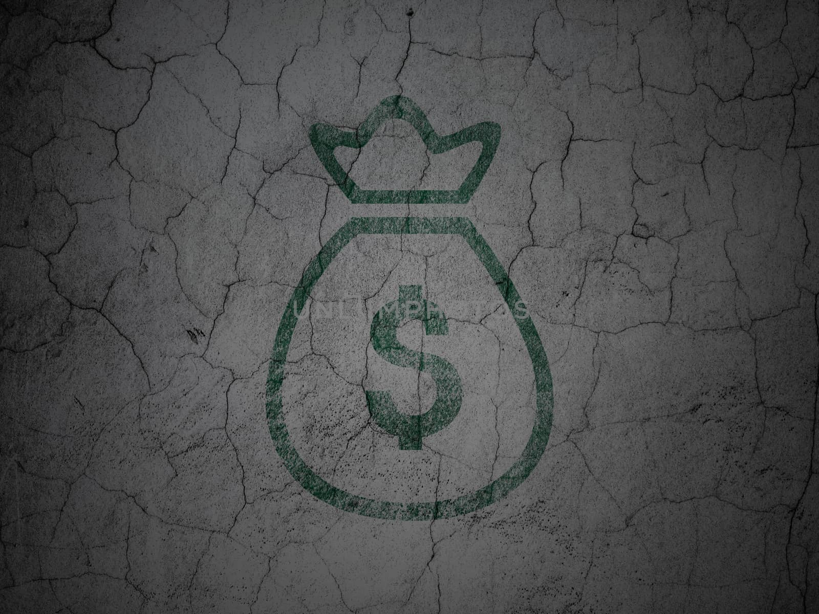 Currency concept: Money Bag on grunge wall background by maxkabakov