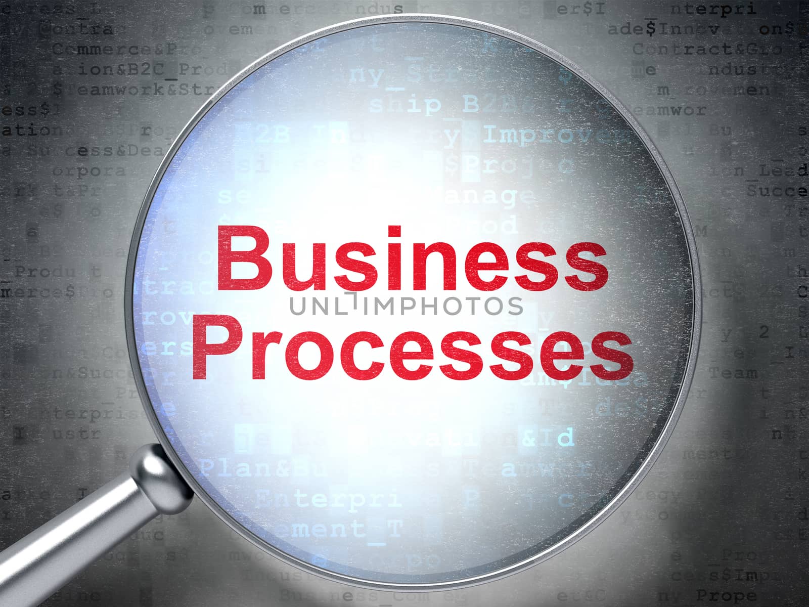 Business concept: Business Processes with optical glass by maxkabakov