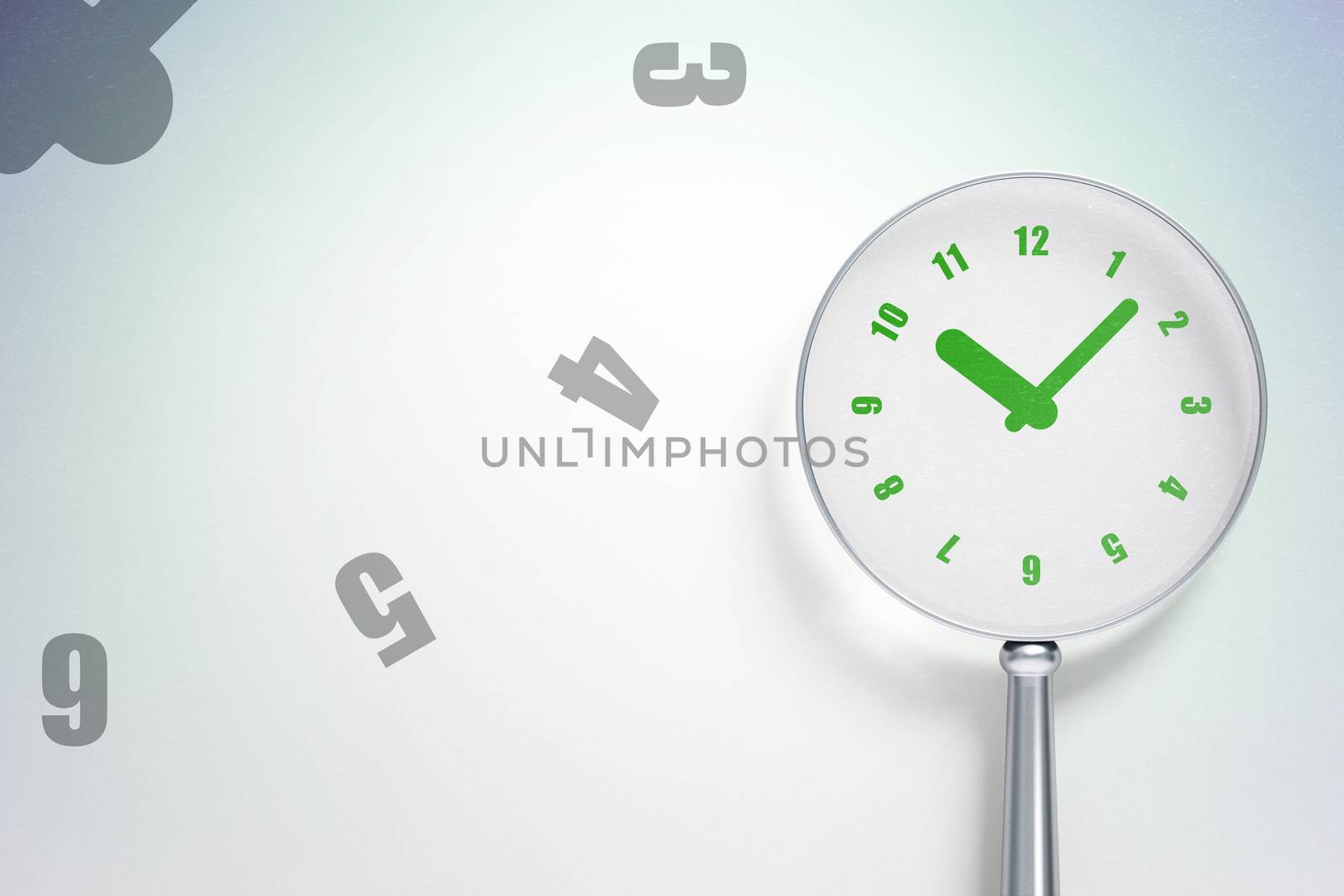Timeline concept:  Clock with optical glass on digital background by maxkabakov