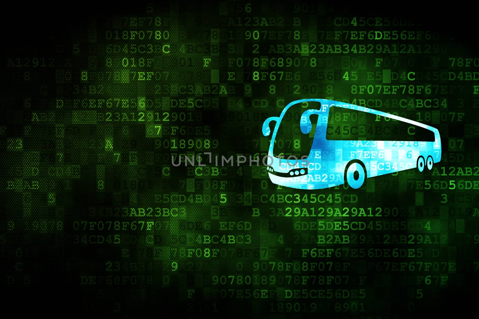 Vacation concept: Bus on digital background by maxkabakov