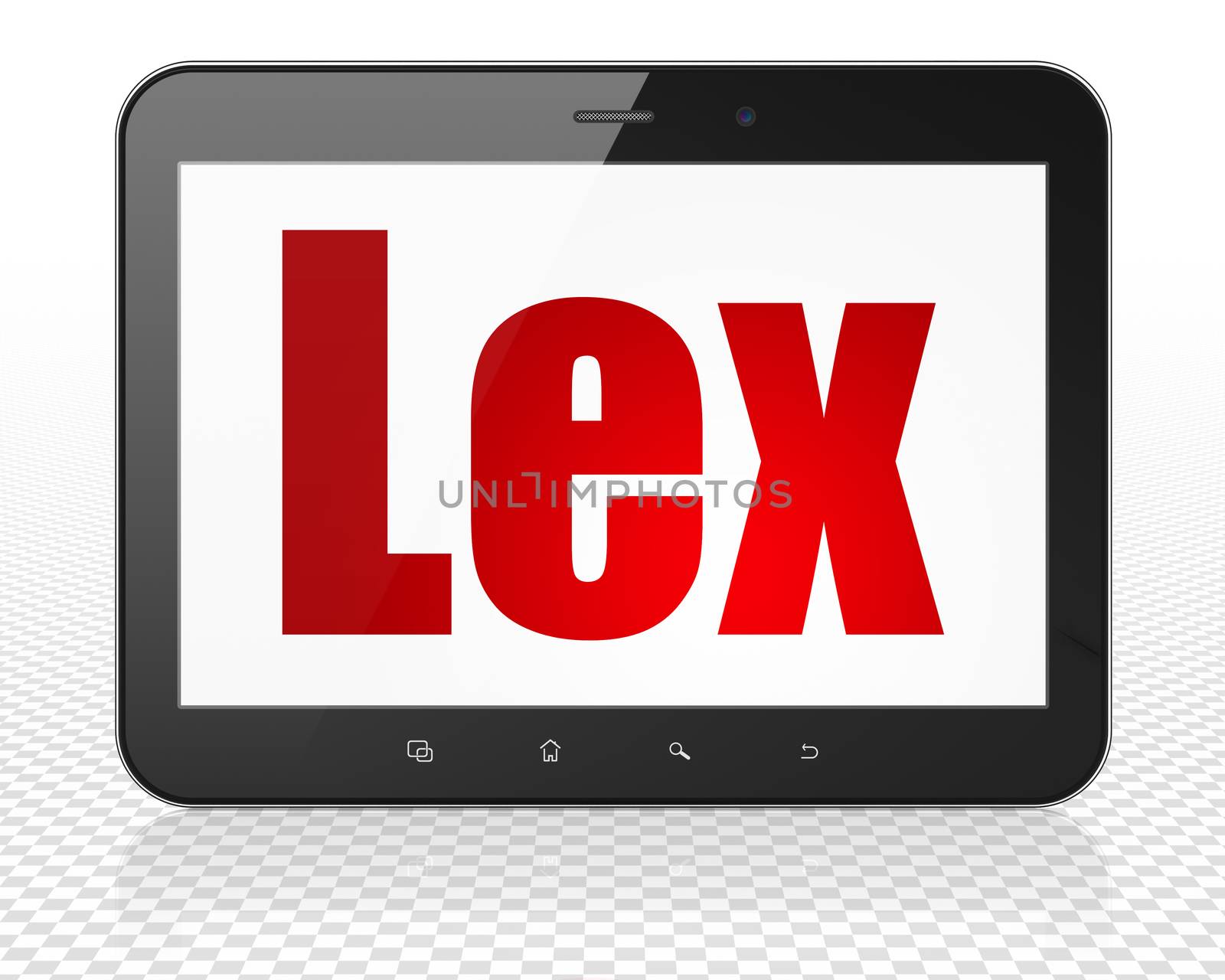 Law concept: Tablet Pc Computer with Lex on display by maxkabakov