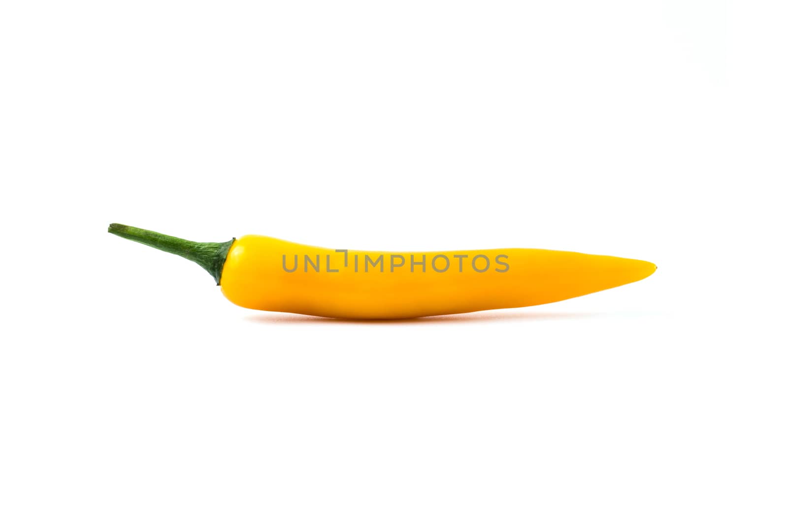 Yellow chilli pepper isolated on white background.