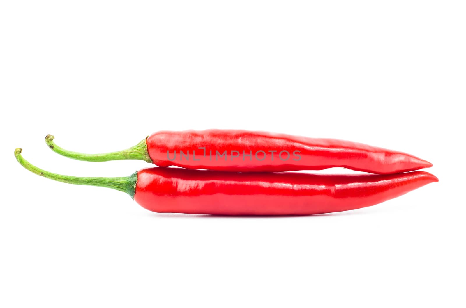 Red chilli pepper isolated on white background.