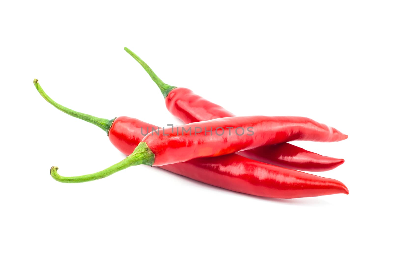 Red chilli pepper isolated on white background.