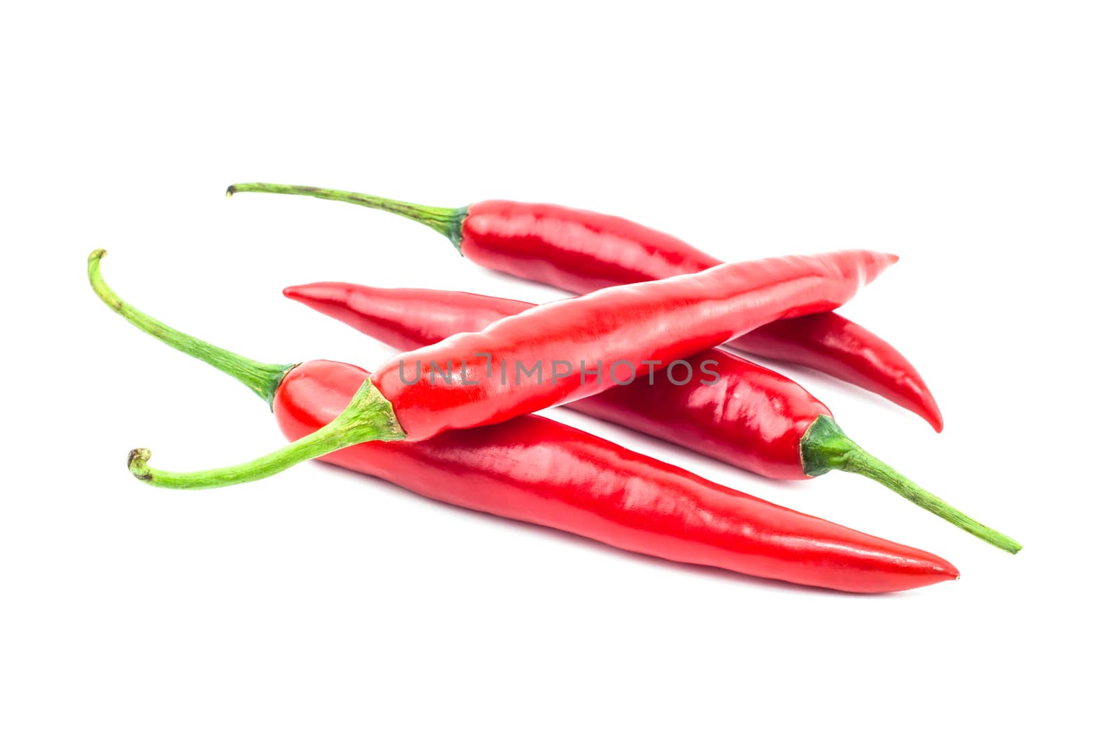Red chilli pepper on white background. by koson