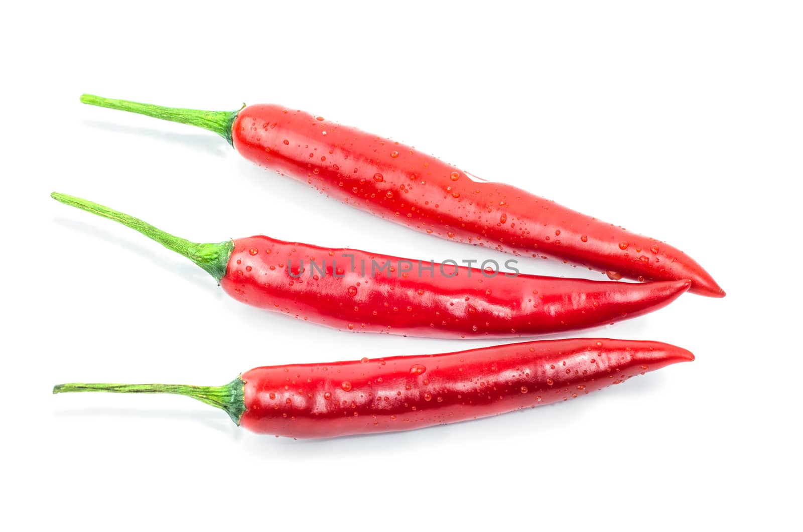 Red chilli pepper isolated on white background.