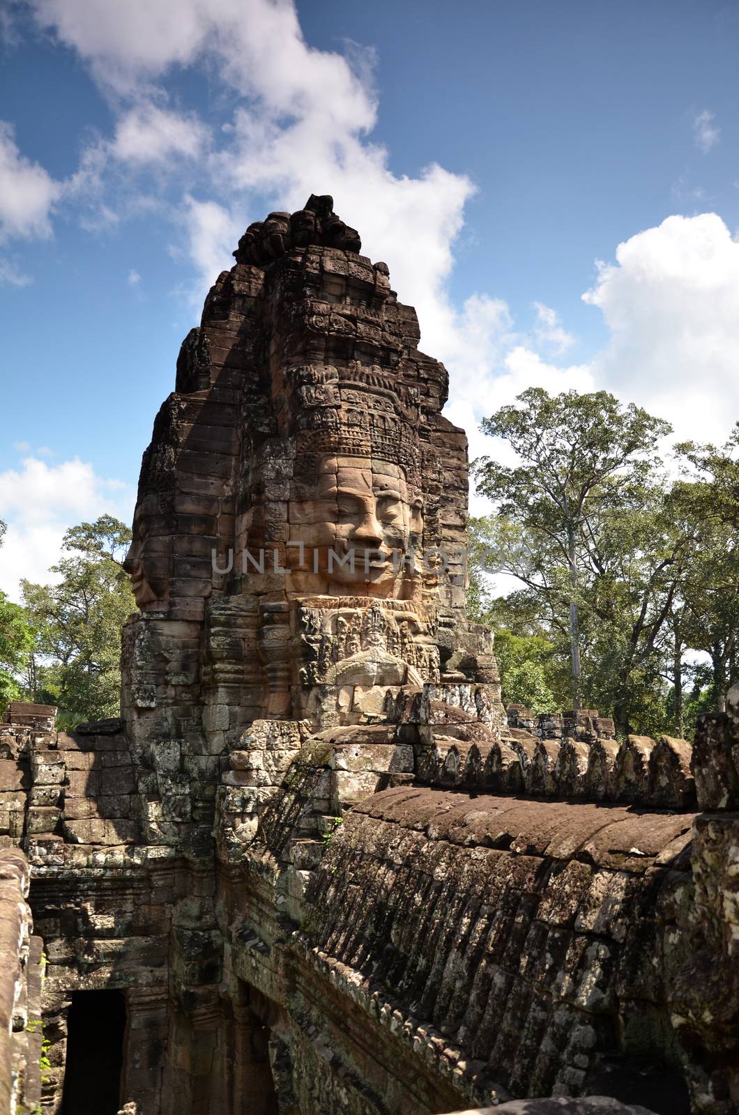 Ancient Bayon Temple At Angkor Wat, Siem Reap, Cambodia