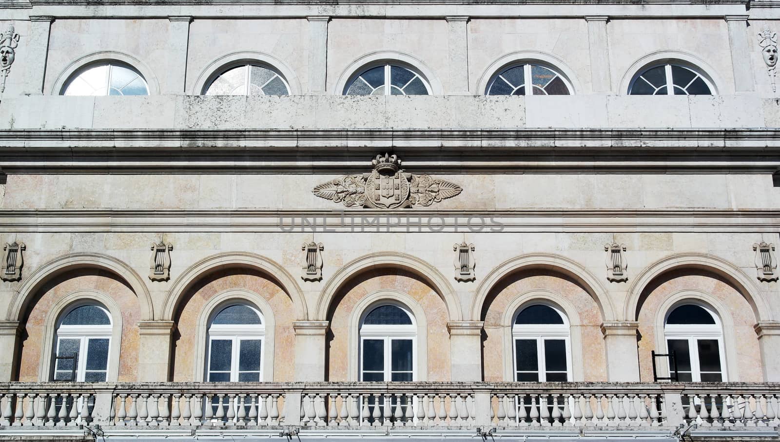 Rossio square buildings, Lisbon, Portugal