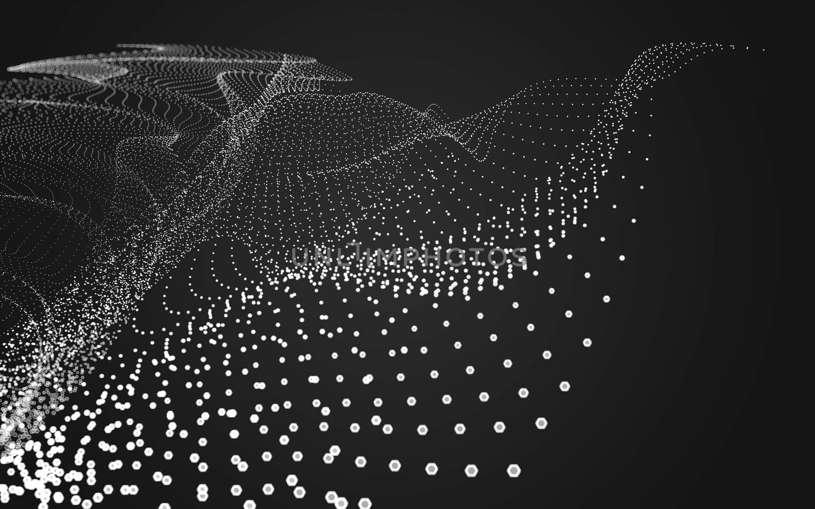 Abstract polygonal space low poly dark background with connecting dots and lines. Connection structure. 3d rendering