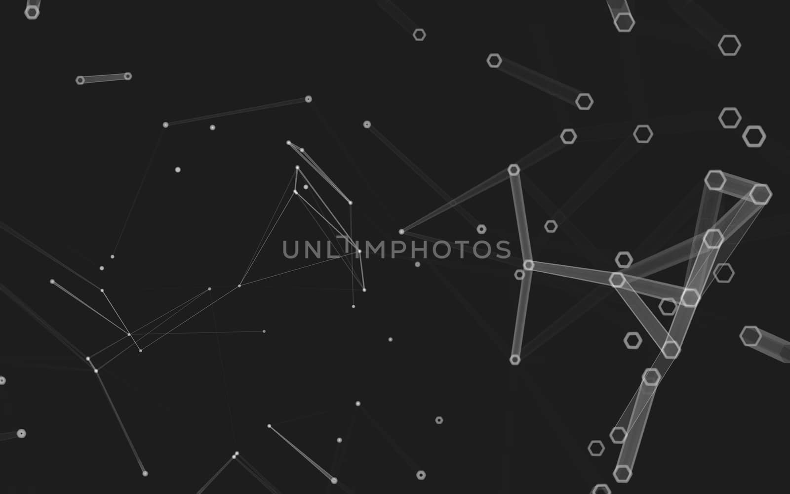 Abstract polygonal space low poly dark background with connecting dots and lines. Connection structure. 3d rendering