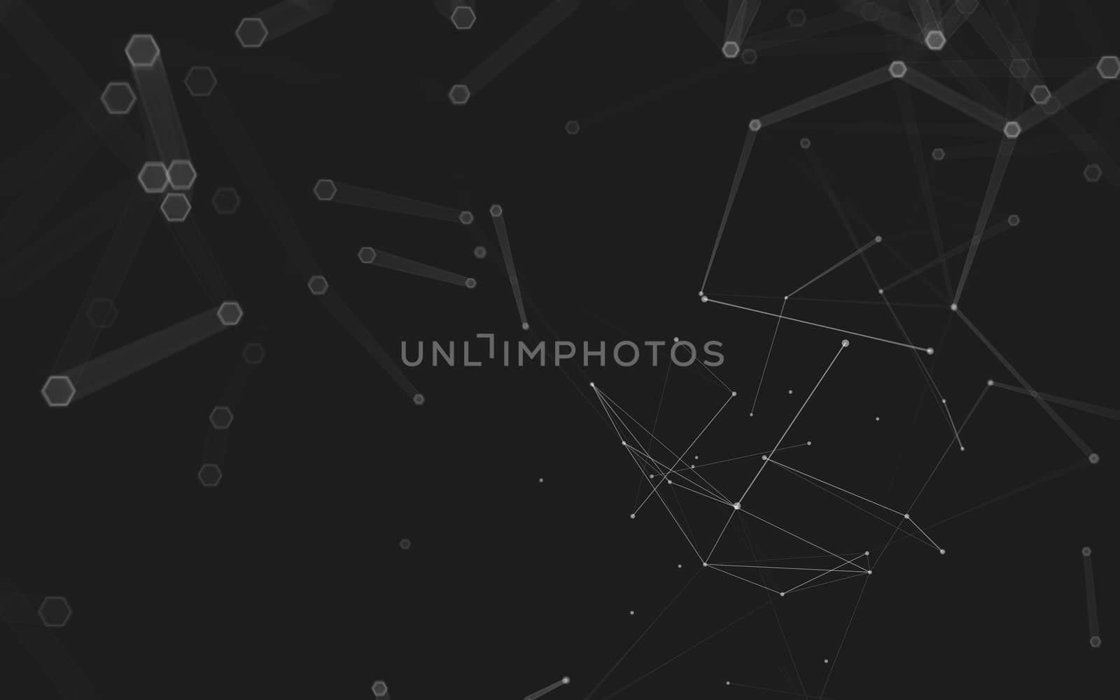 Abstract polygonal space low poly dark background with connecting dots and lines. Connection structure. 3d rendering